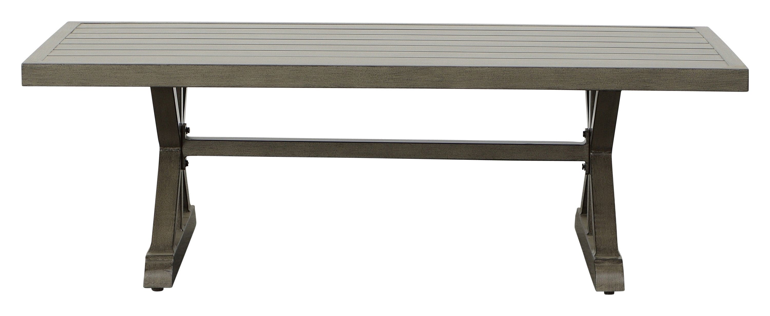 Brown Aluminum Coffee Table - Mission Influences, Bottom Shelf - Rust-Resistant, Weather-Resistant - Functional and Stylish