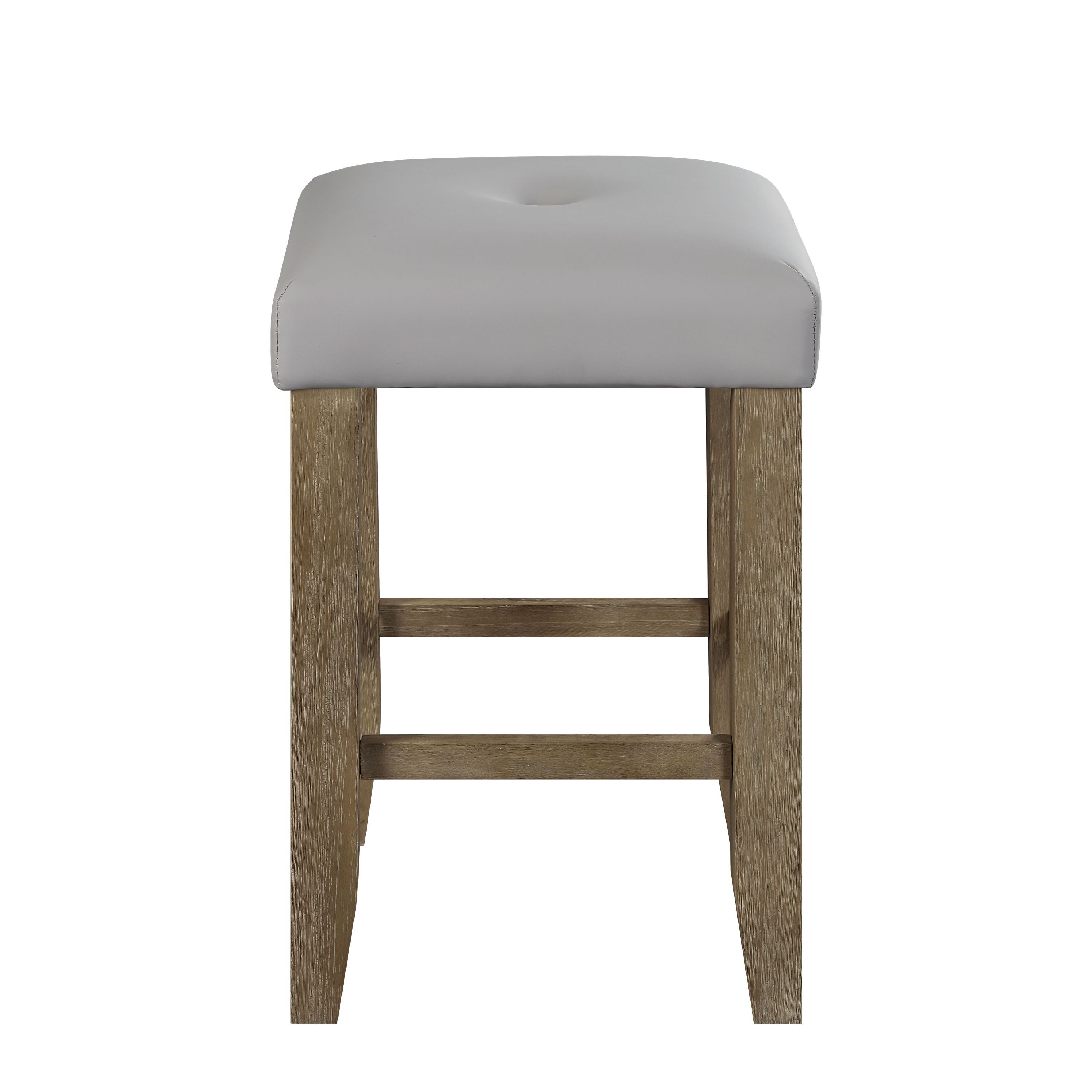 ACME Charnell Counter Height Stool (Set-2) in Gary PU & Oak Finish DN00552