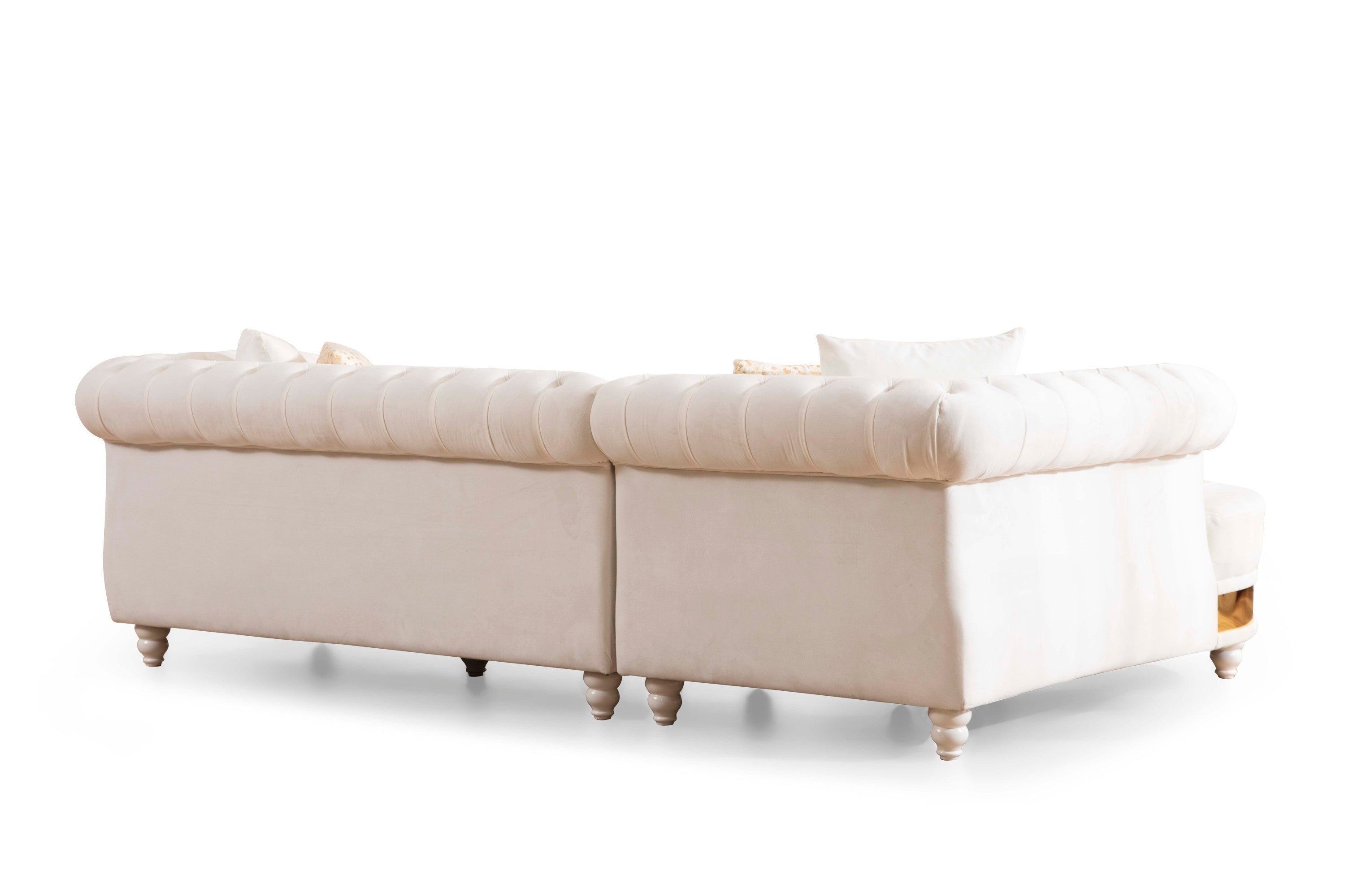 Julia Sectional Made with Velvet Fabric in Beige