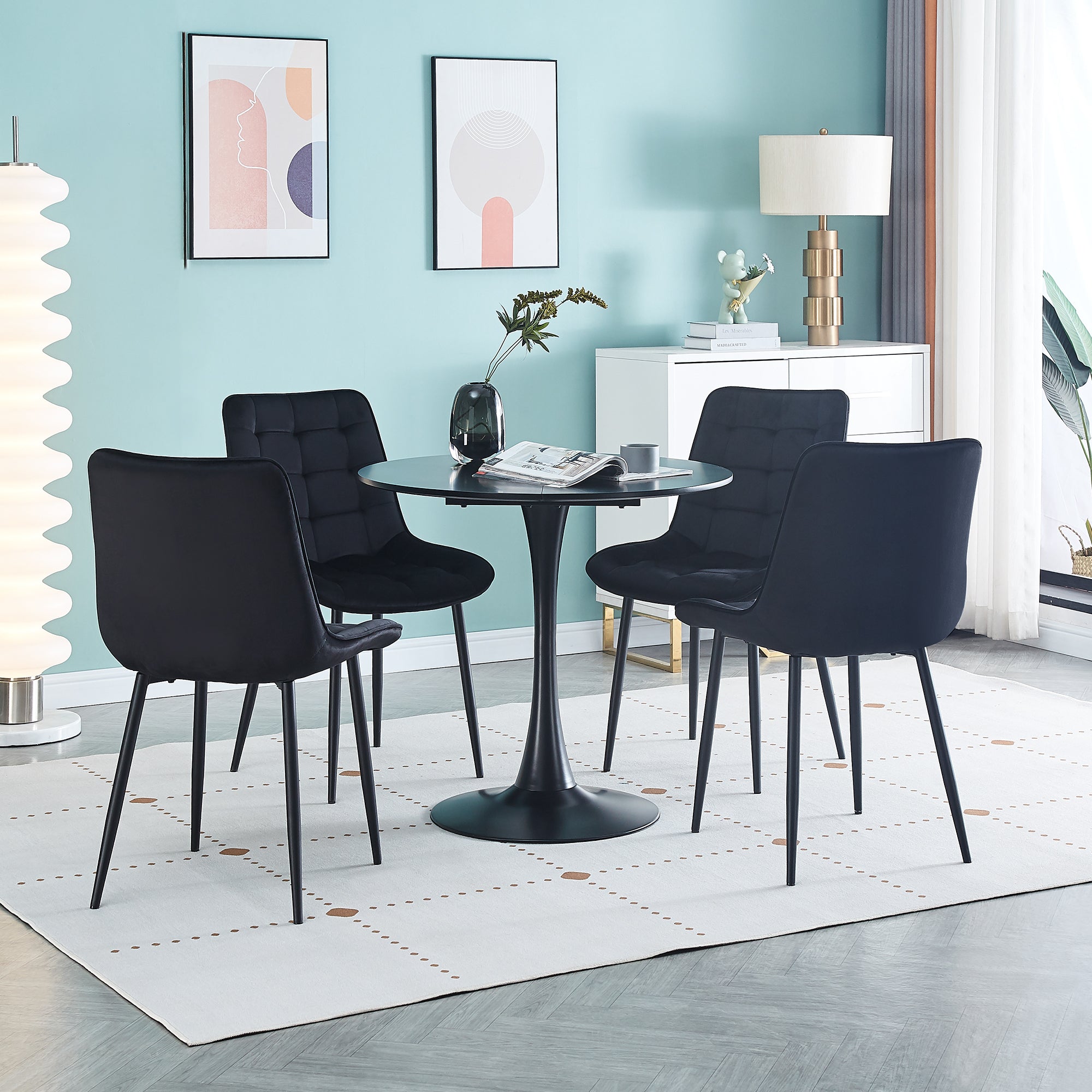 Dining Chair 2PCS（BLACK），Modern style，New technology，Suitable for restaurants, cafes, taverns, offices, living rooms, reception rooms.Simple structure, easy installation.