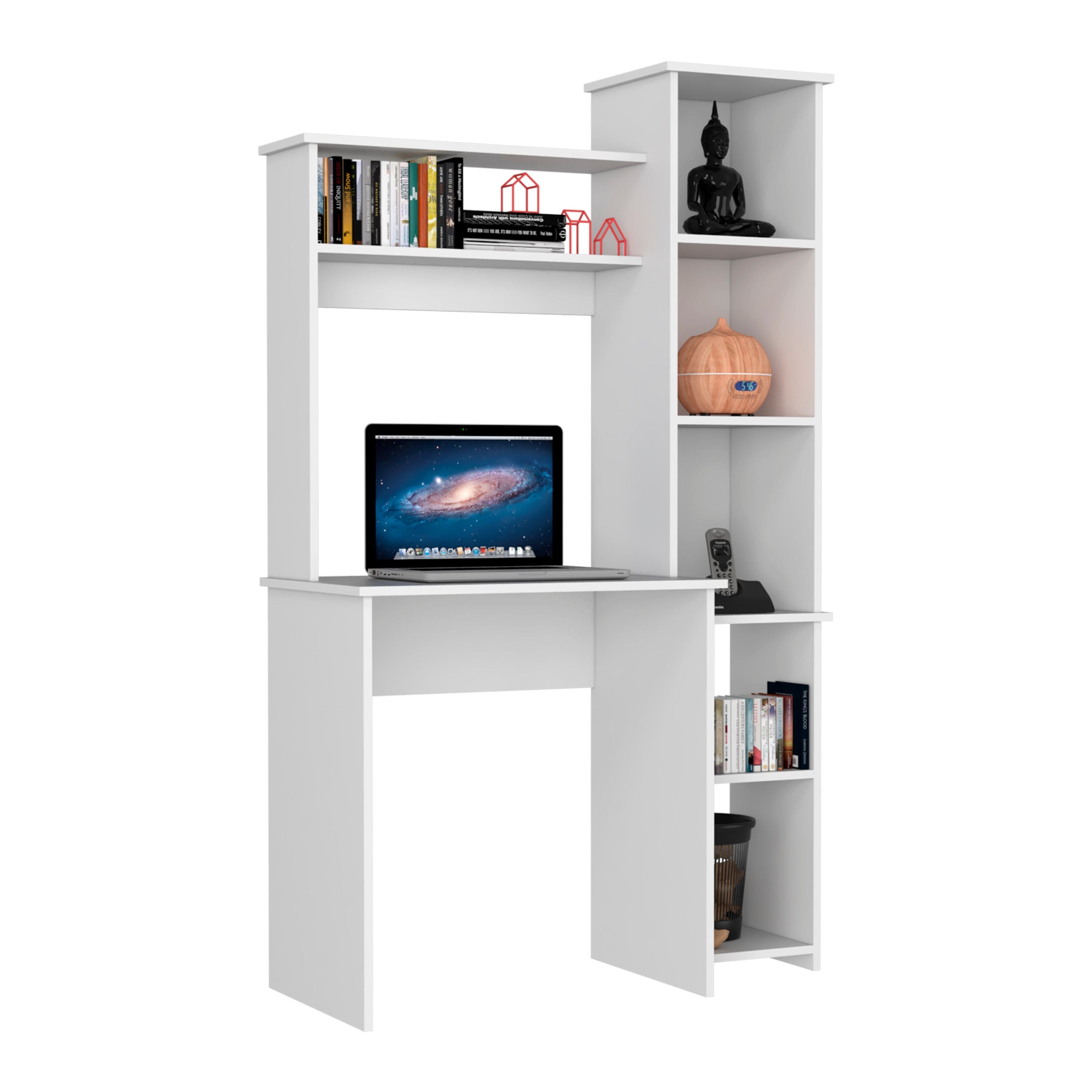 Desk Logan, Five Cubbies, White Finish