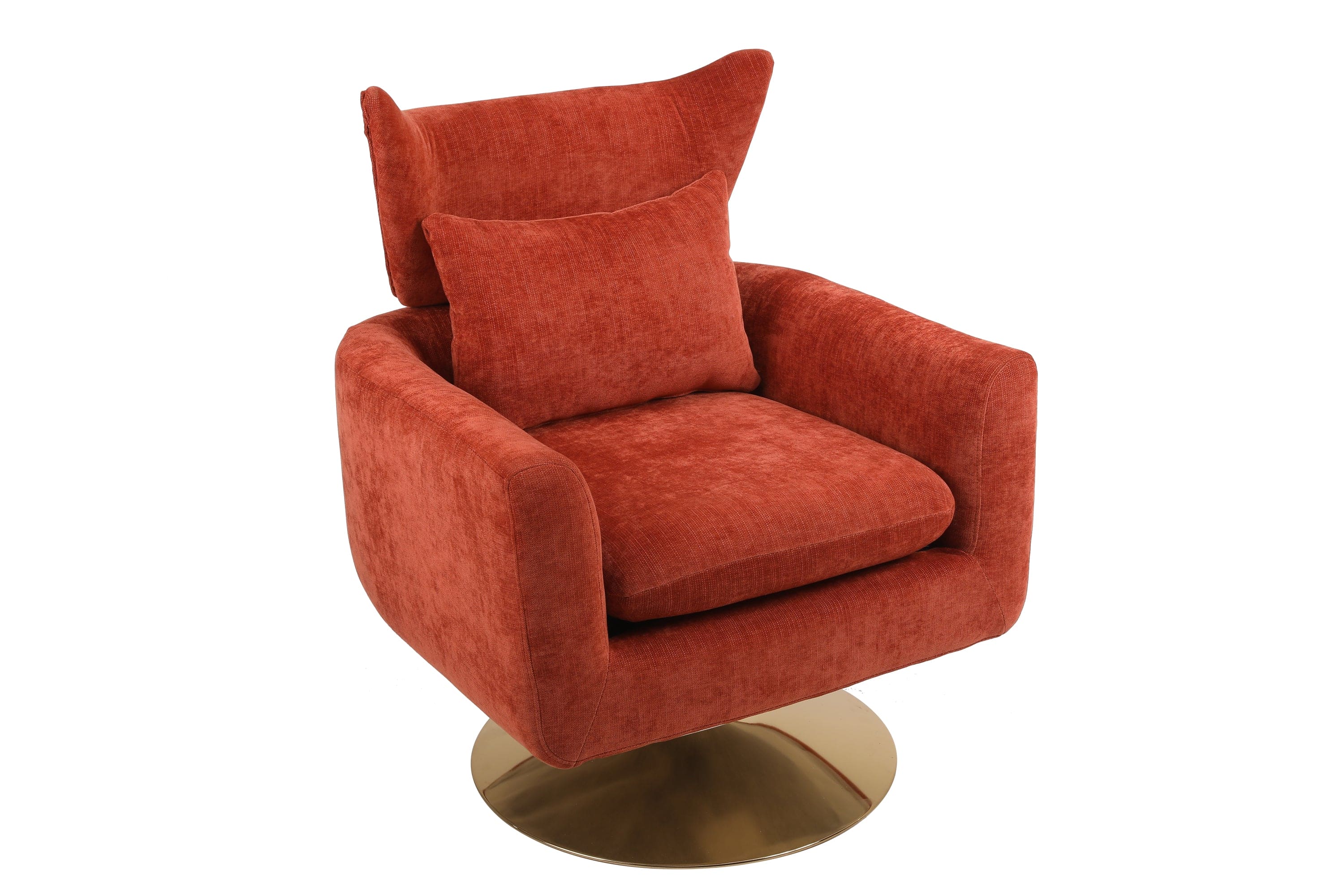 Classic Mid-Century 360-degree Swivel  Accent Chair, Orange Linen