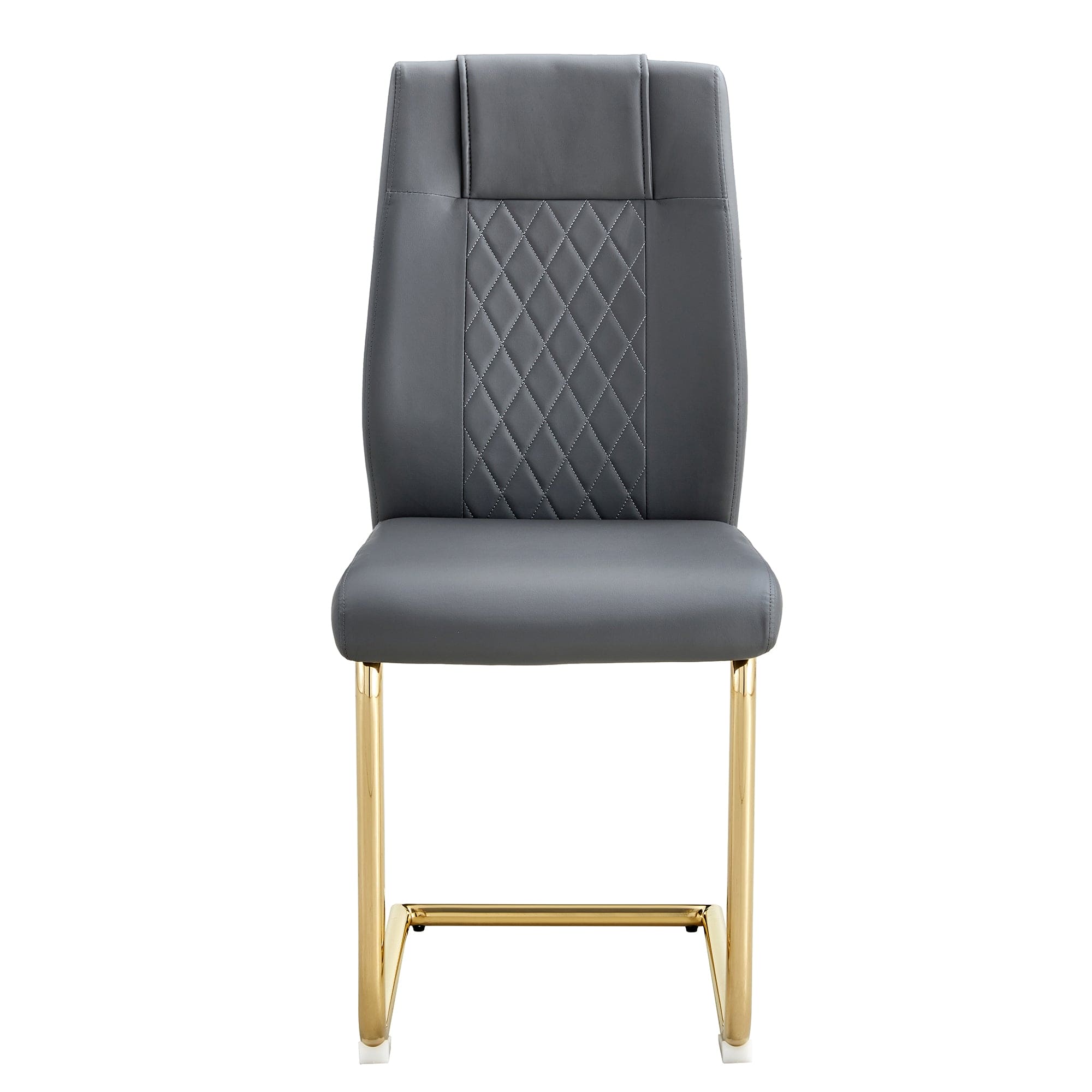 Modern dining chairs, restaurant chairs, and gold legged upholstered chairs made of artificial leather, suitable for kitchens, living rooms, bedrooms, and offices. Set of 4 pieces (gray+PU )C-001