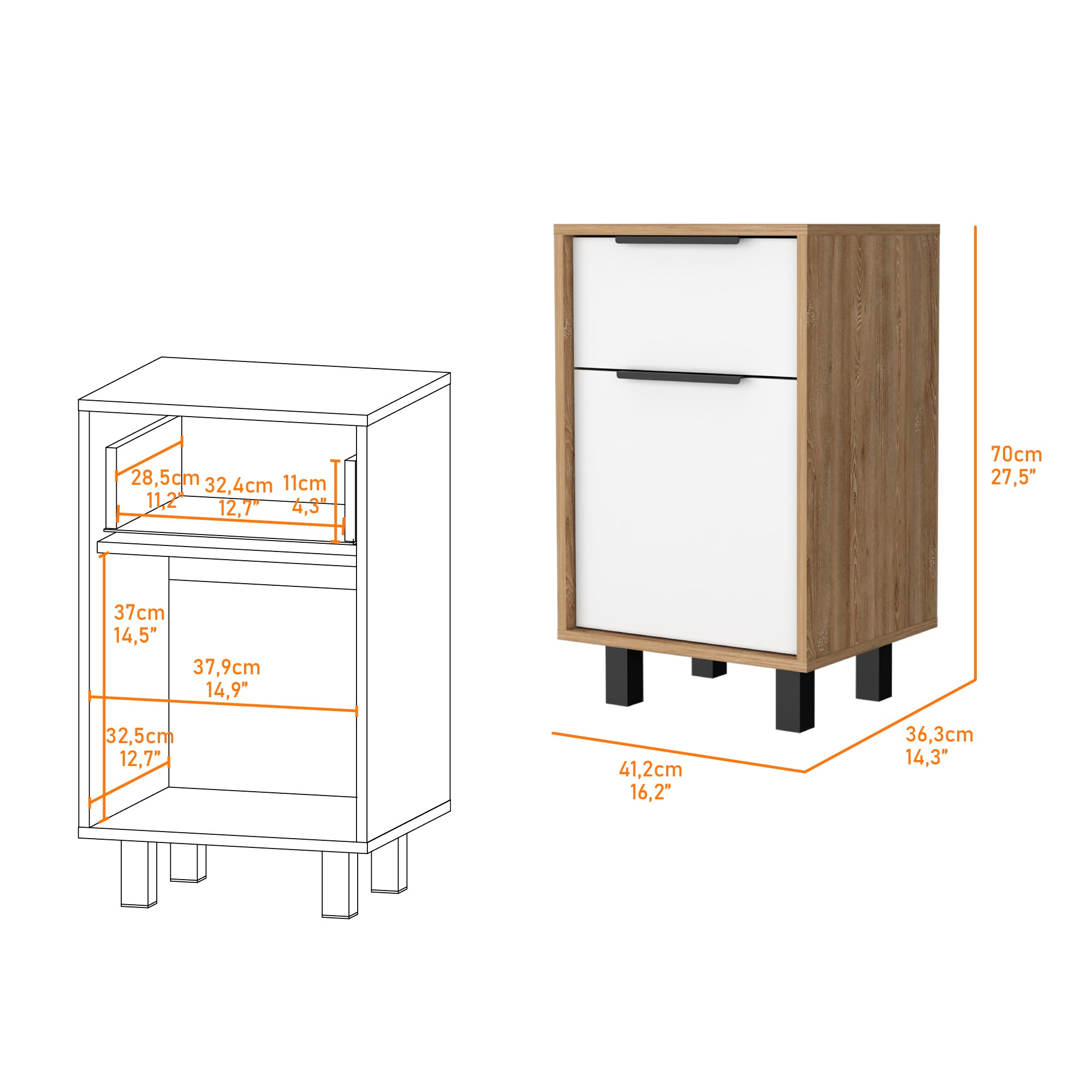 Osbourne 1-Drawer Nightstand White and Pine