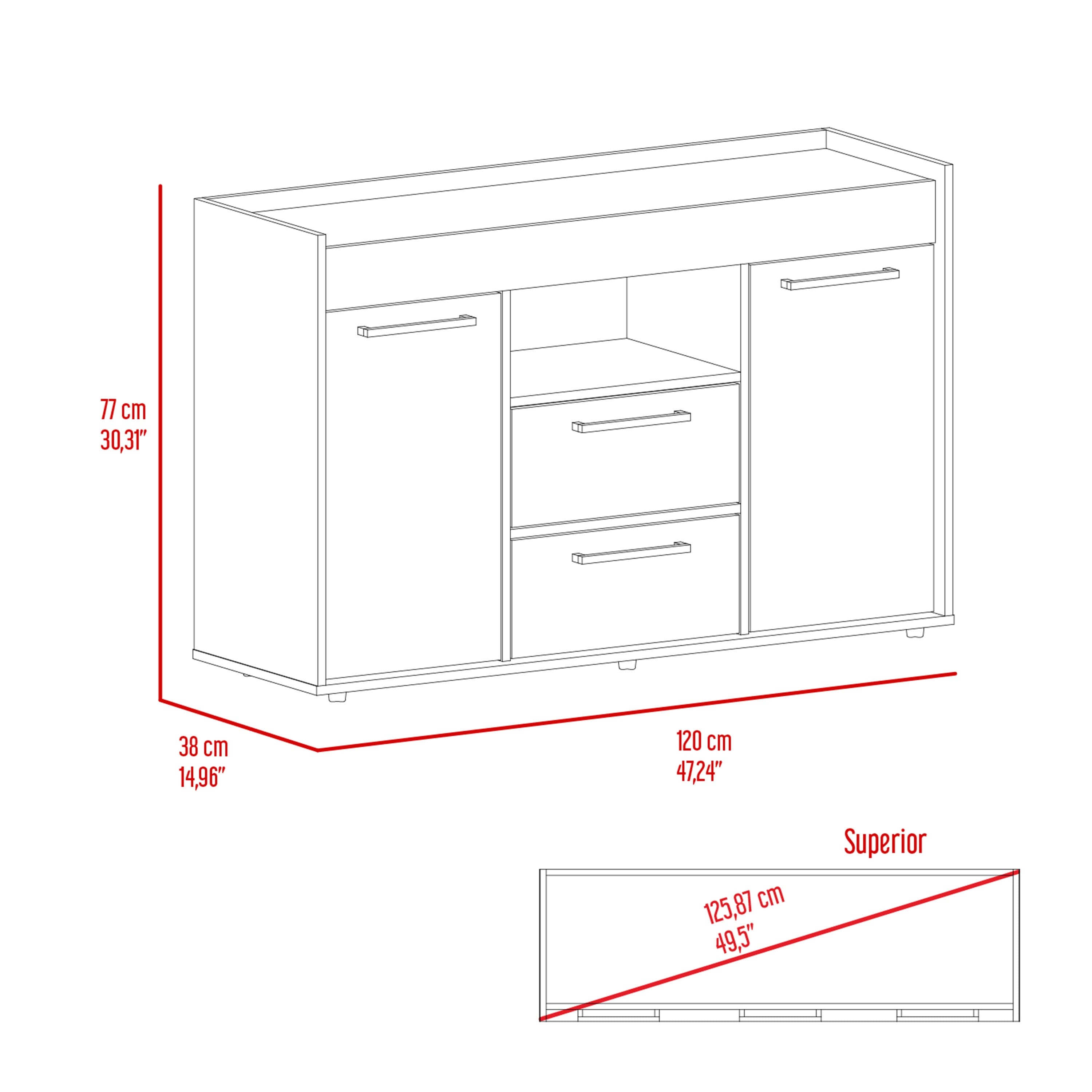 Chapella 2-Drawer Sideboard Dark Walnut