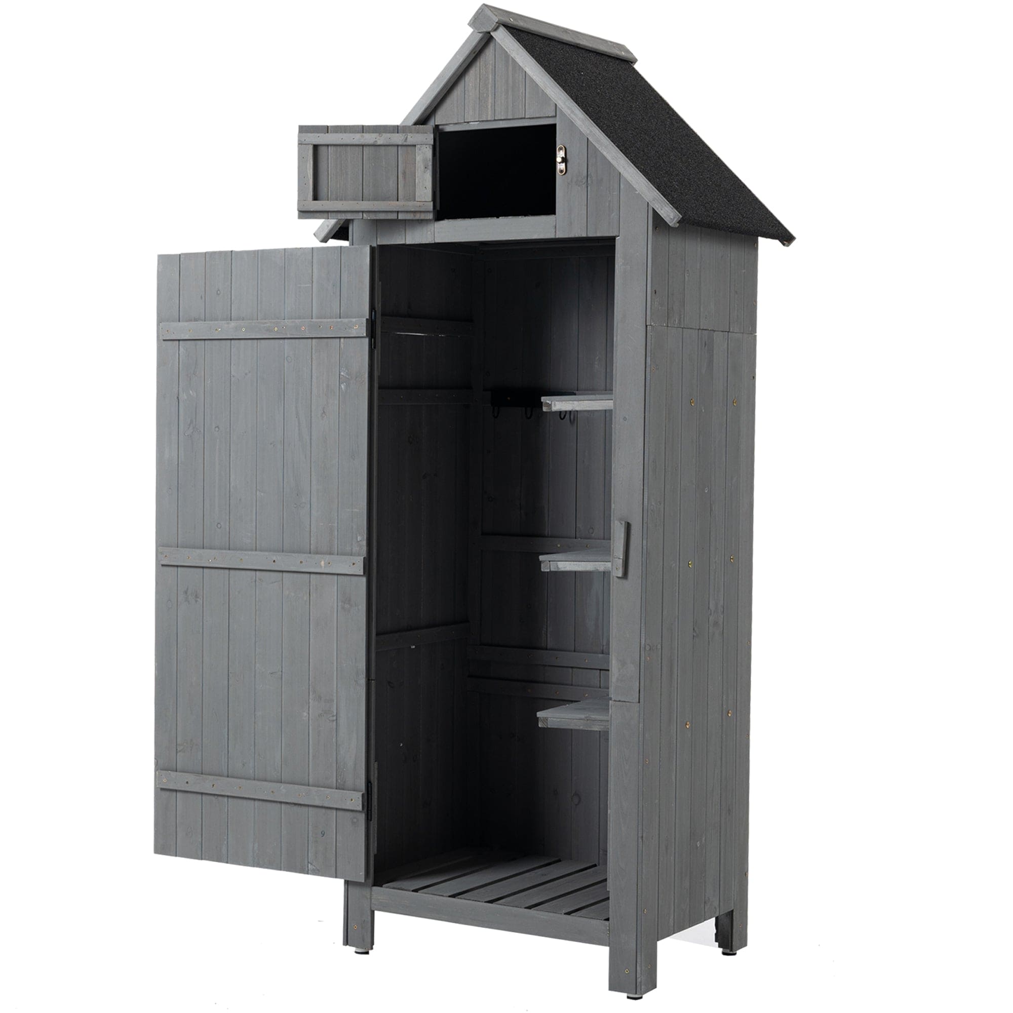 30.3"L X 21.3"W X 70.5"H Outdoor Storage Cabinet Tool Shed Wooden Garden Shed  Gray