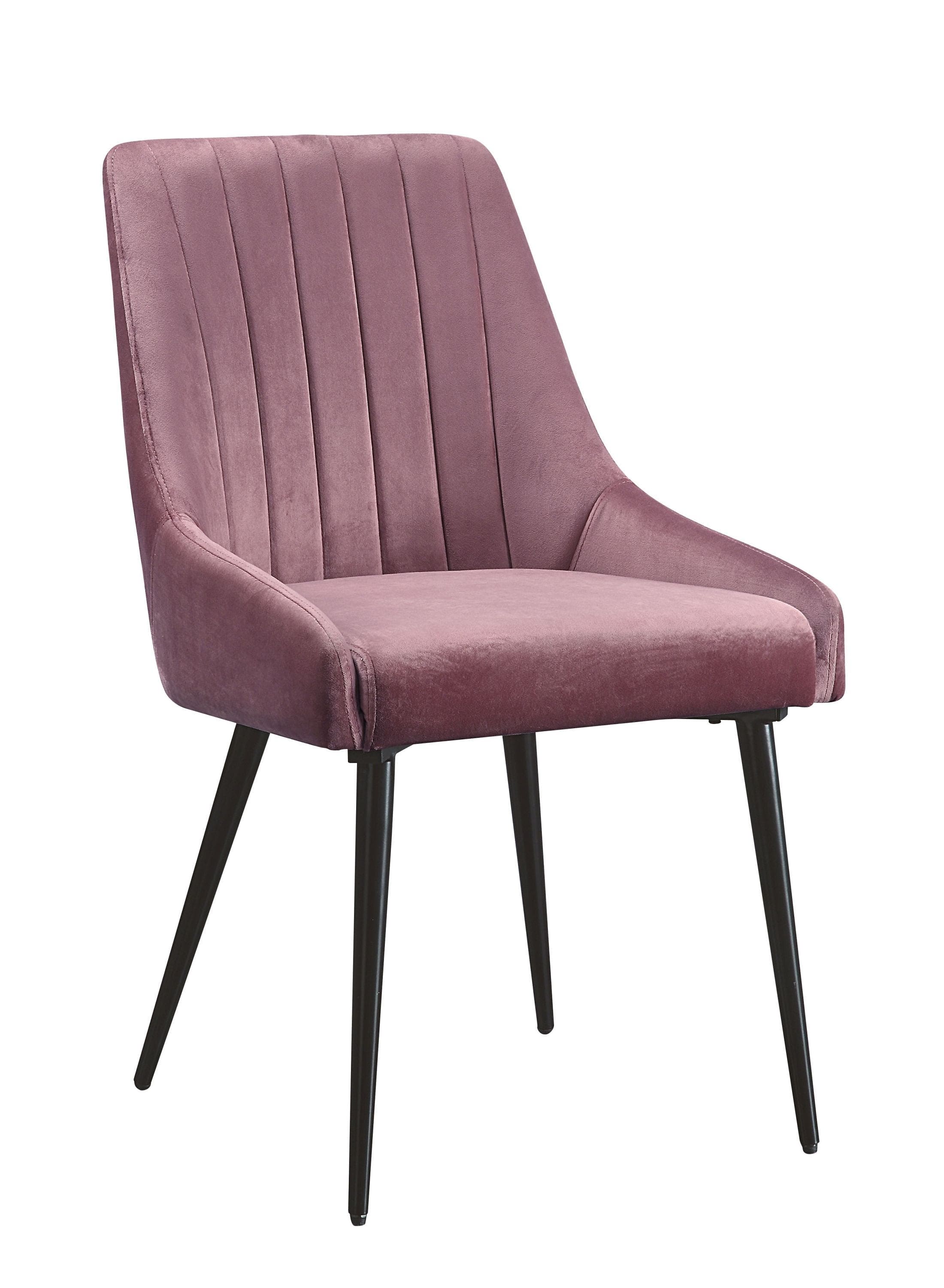 ACME Caspian Side Chair, Pink Fabric & Black Finish 74012