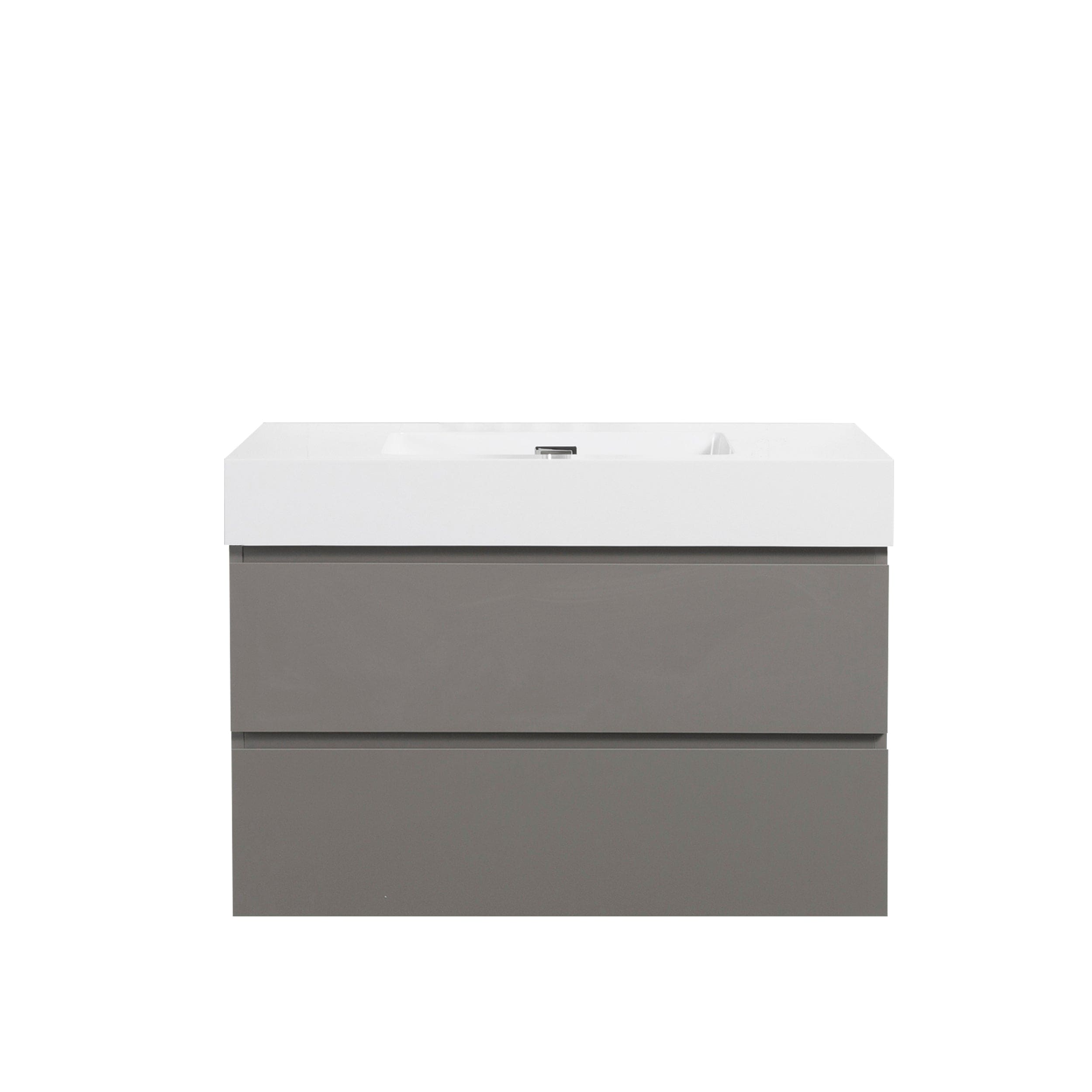 Alice 36" Gray Bathroom Vanity with Sink, Large Storage Wall Mounted Floating Bathroom Vanity for Modern Bathroom, One-Piece White Sink Basin without Drain and Faucet