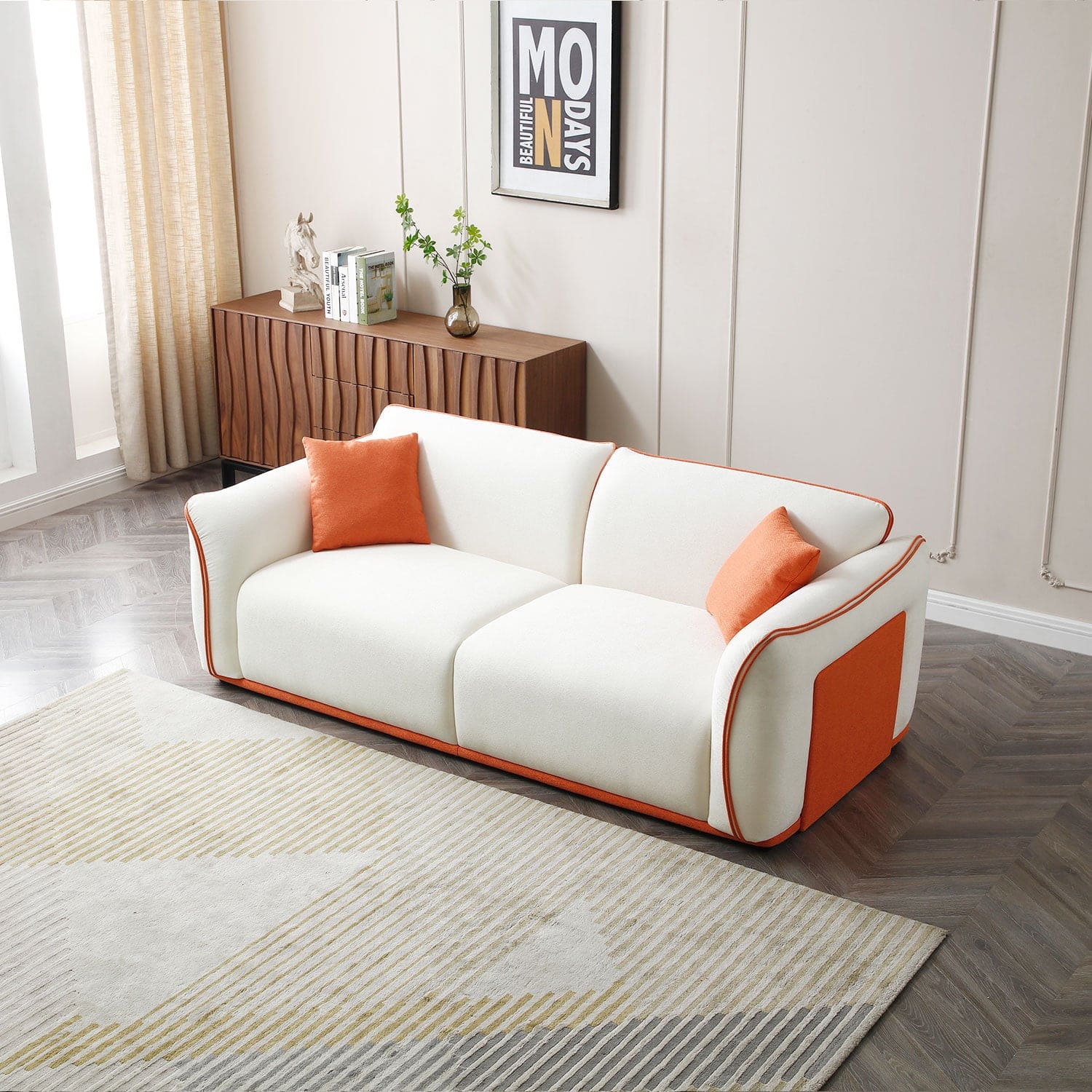 Beige Couch Upholstered Sofa, Modern Sofa for Living Room, Couch for Small Spaces.