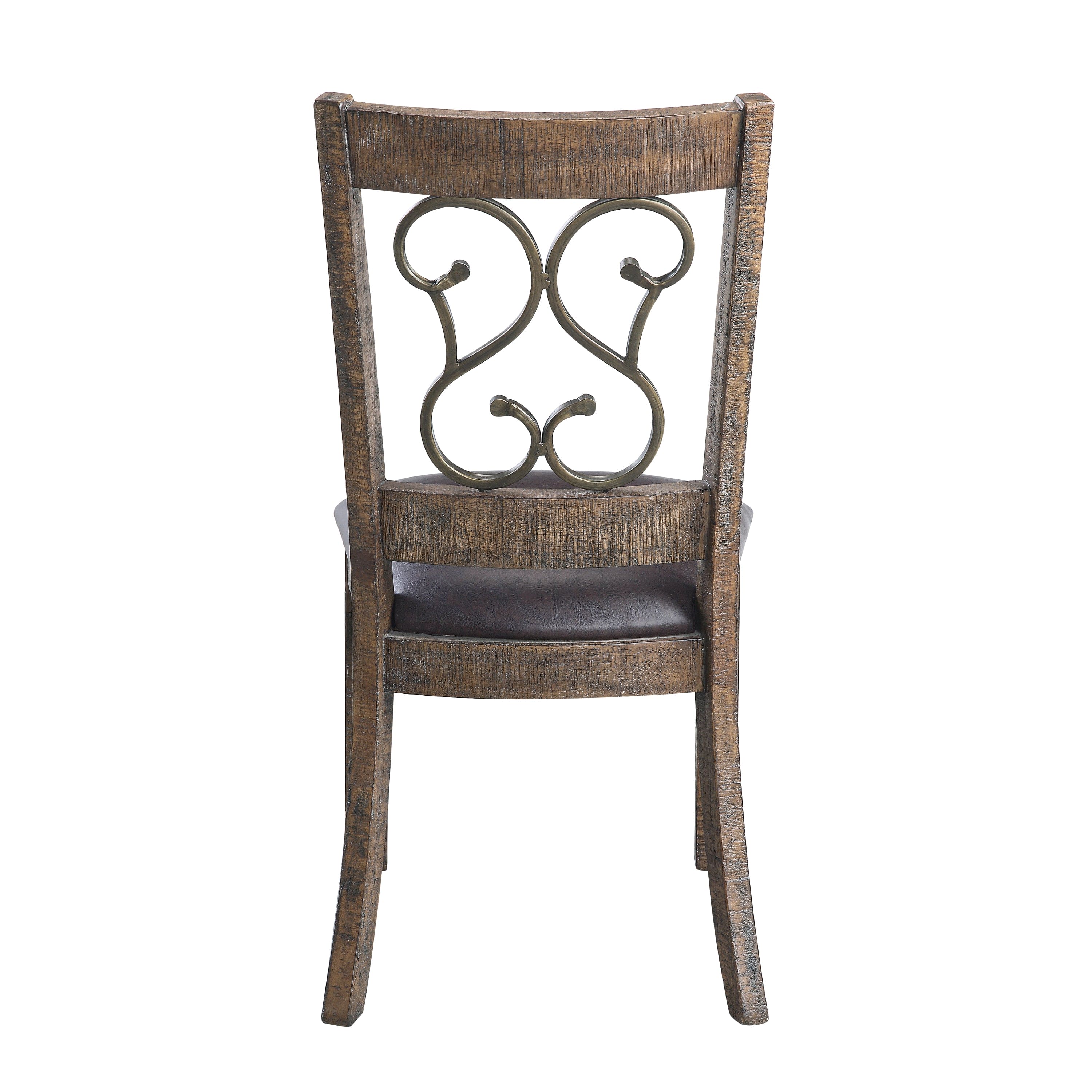 ACME Raphaela Side Chair (Set-2) in Black PU & Weathered Cherry Finish DN00981