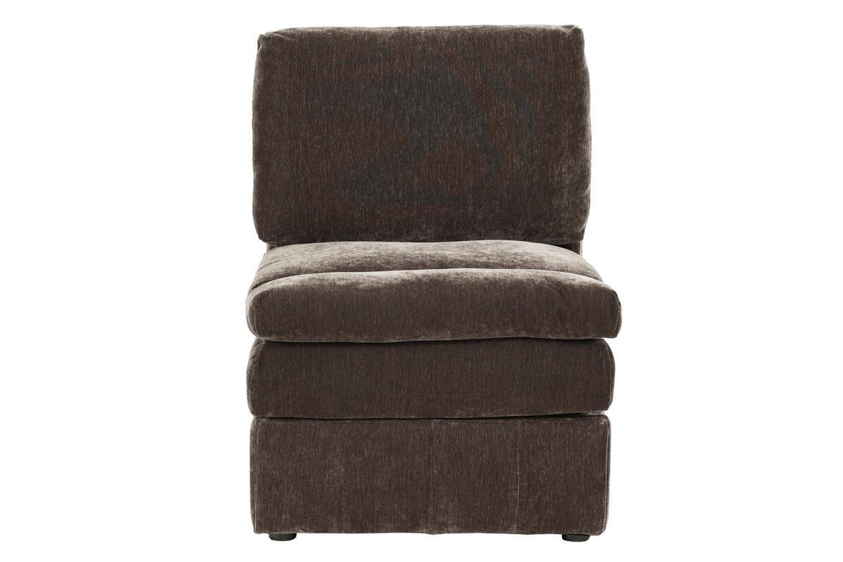 Contemporary 6pc Set Modular Sectional Set 2x One Arm Chair / Wedge 2x Armless Chairs 2x Ottomans Mink Morgan Fabric Plush Living Room Furniture