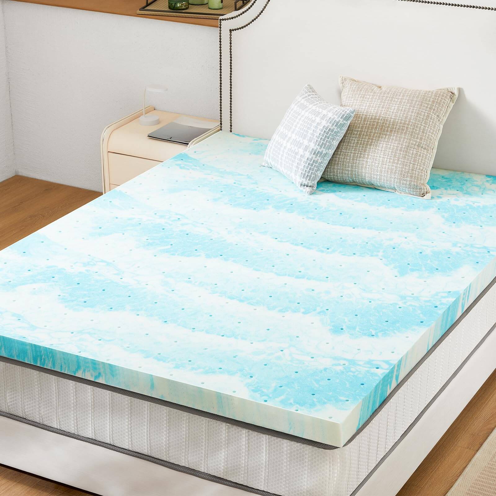 Memory Foam Cooling Gel Swirl Infused Bed Topper for Back Pain,2 Inches,King