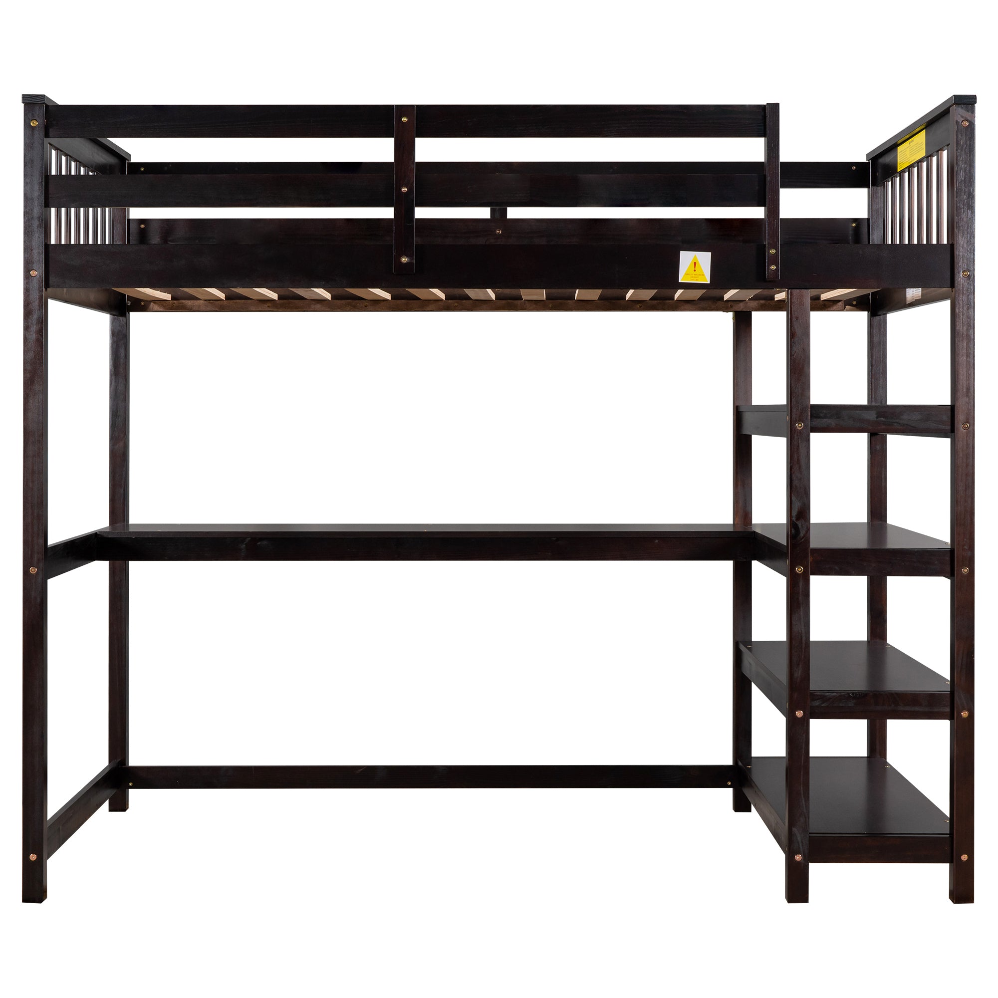 Twin Size Loft Bed with Storage Shelves and Under-bed Desk, Espresso(OLD SKU:SM000245AAP-1)