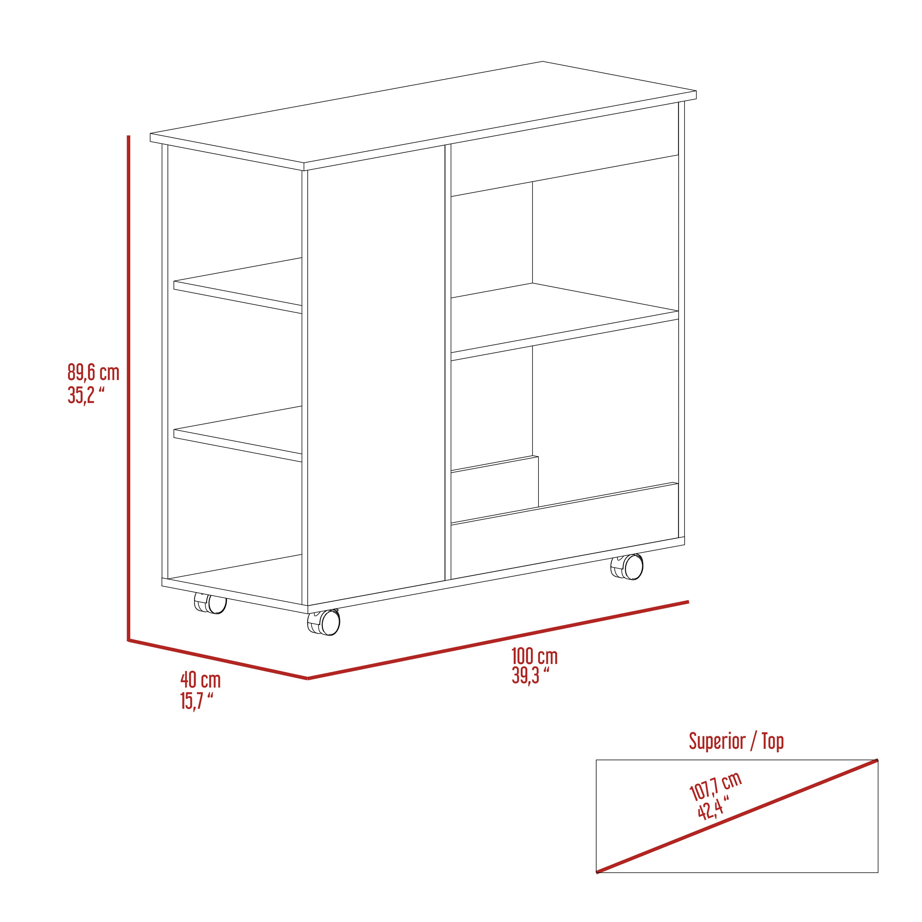 Holmeson 5-Shelf Kitchen Cart with Caster White and Dark Brown