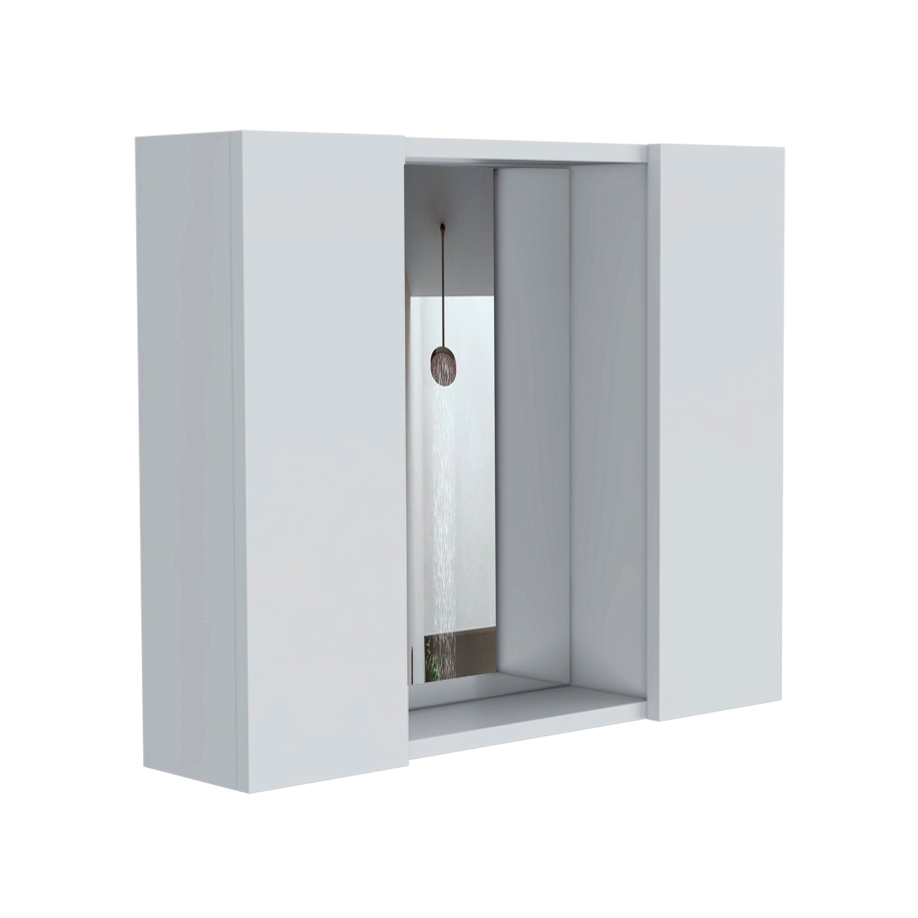 Medicine Cabinet Hops, Double Door, Mirror, One External Shelf, White Finish