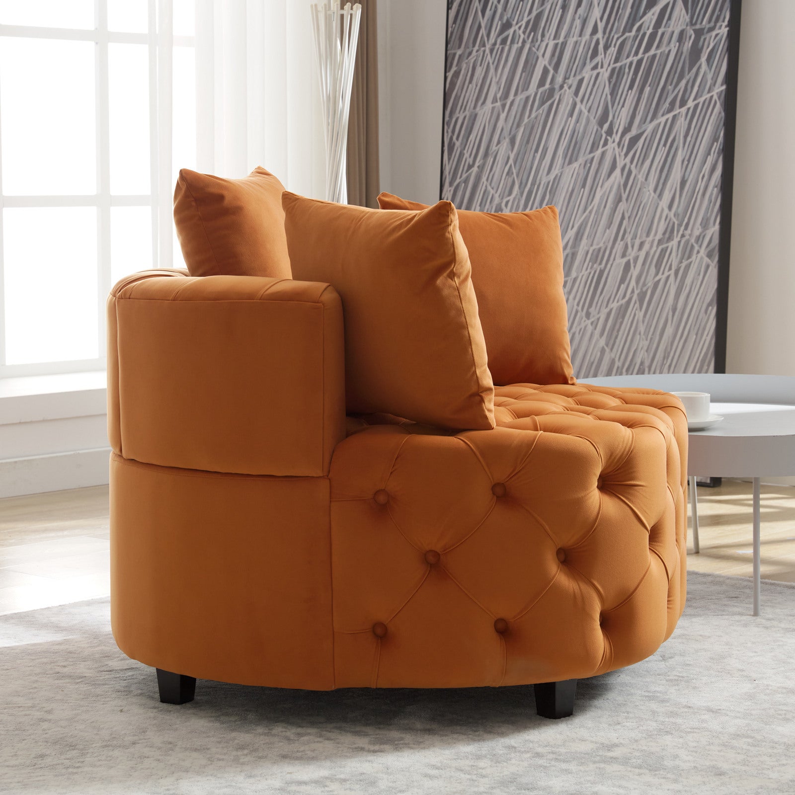 A&A Furniture,Width 40.6 inches  Accent Chair / Classical Barrel Chair for living room / Modern Leisure Sofa Chair (Orange)