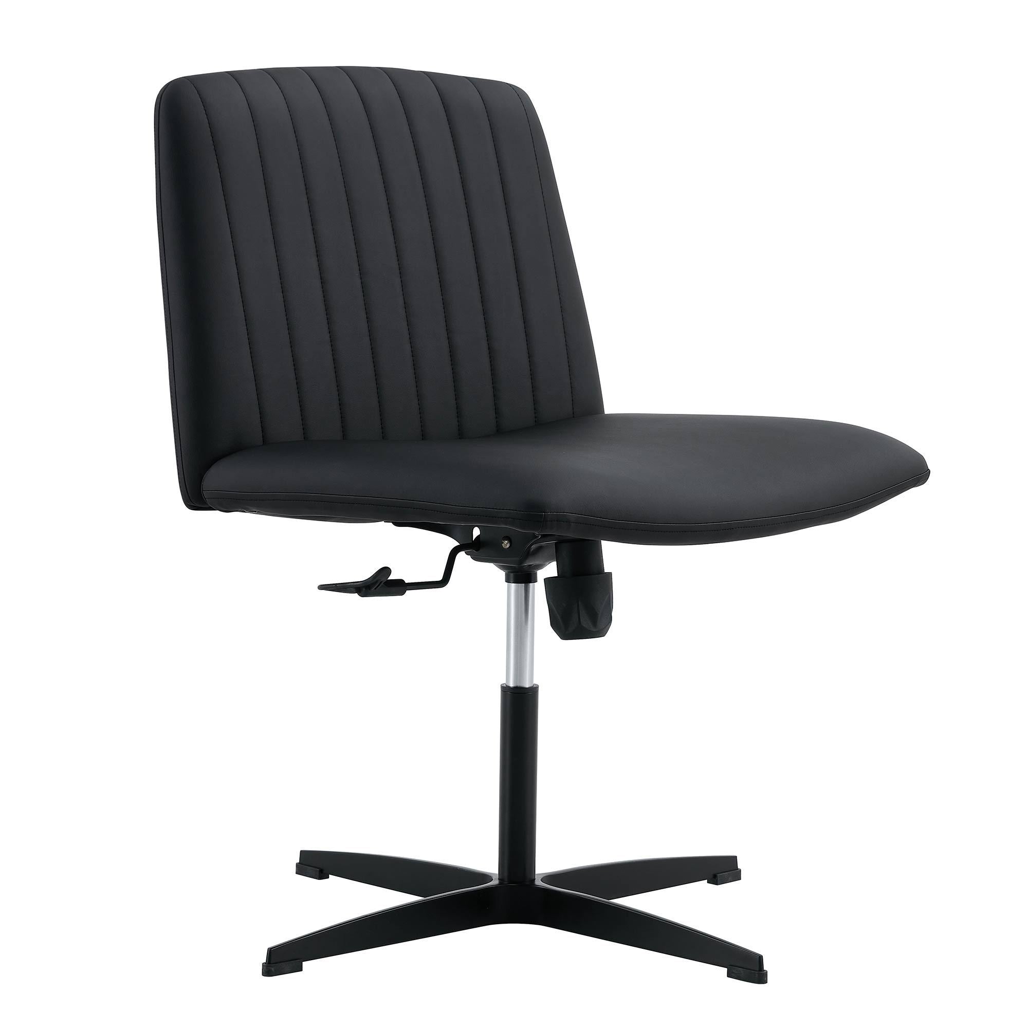 Black High Grade Pu Material. Home Computer Chair Office Chair Adjustable 360 ° Swivel Cushion Chair With Black Foot Swivel Chair Makeup Chair Study Desk Chair. No WheelsW115167391