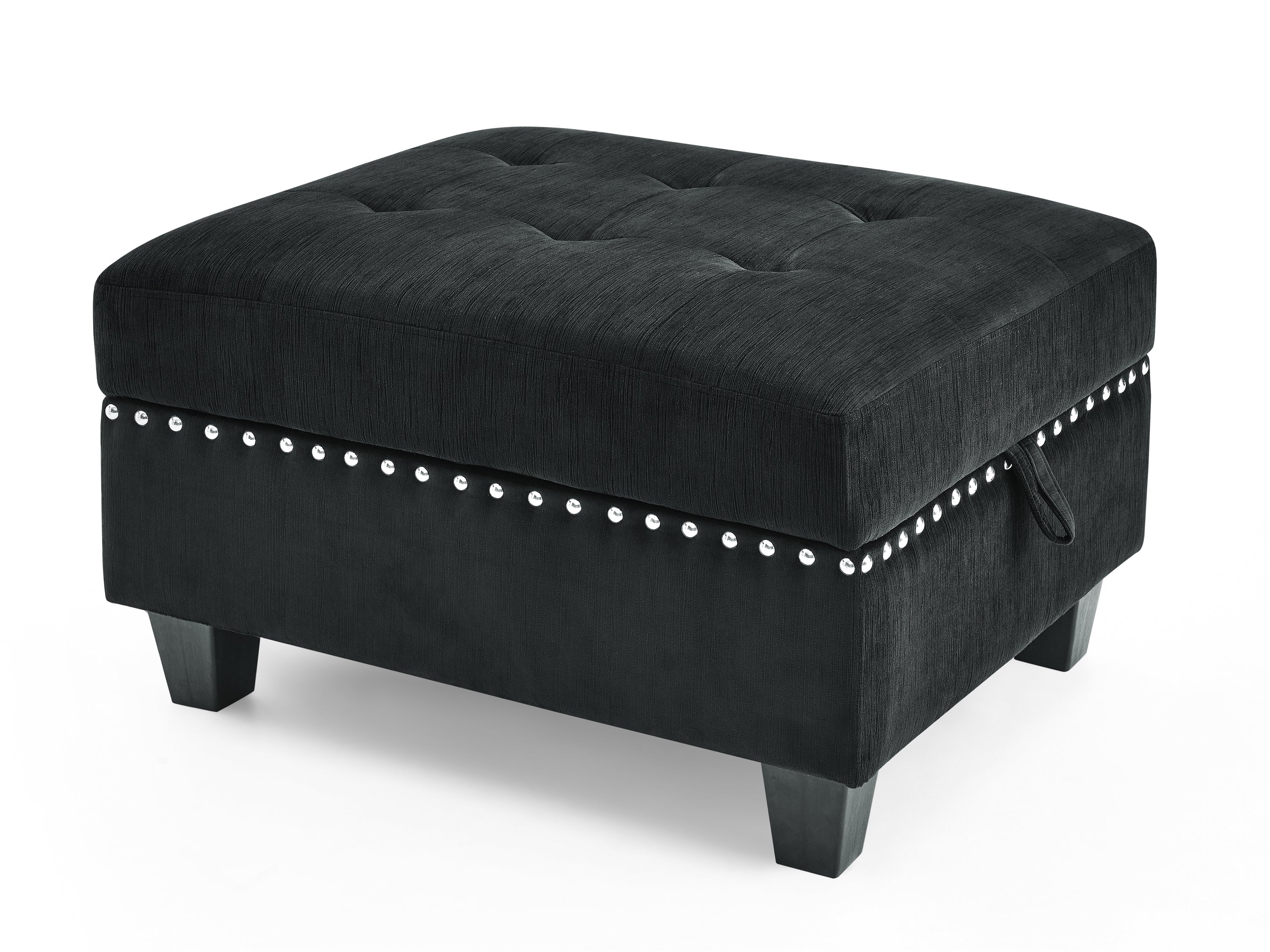 L shape Modular Sectional Sofa,DIY Combination,includes Three Single Chair ,Two Corner and Two Ottoman,Black Velvet.