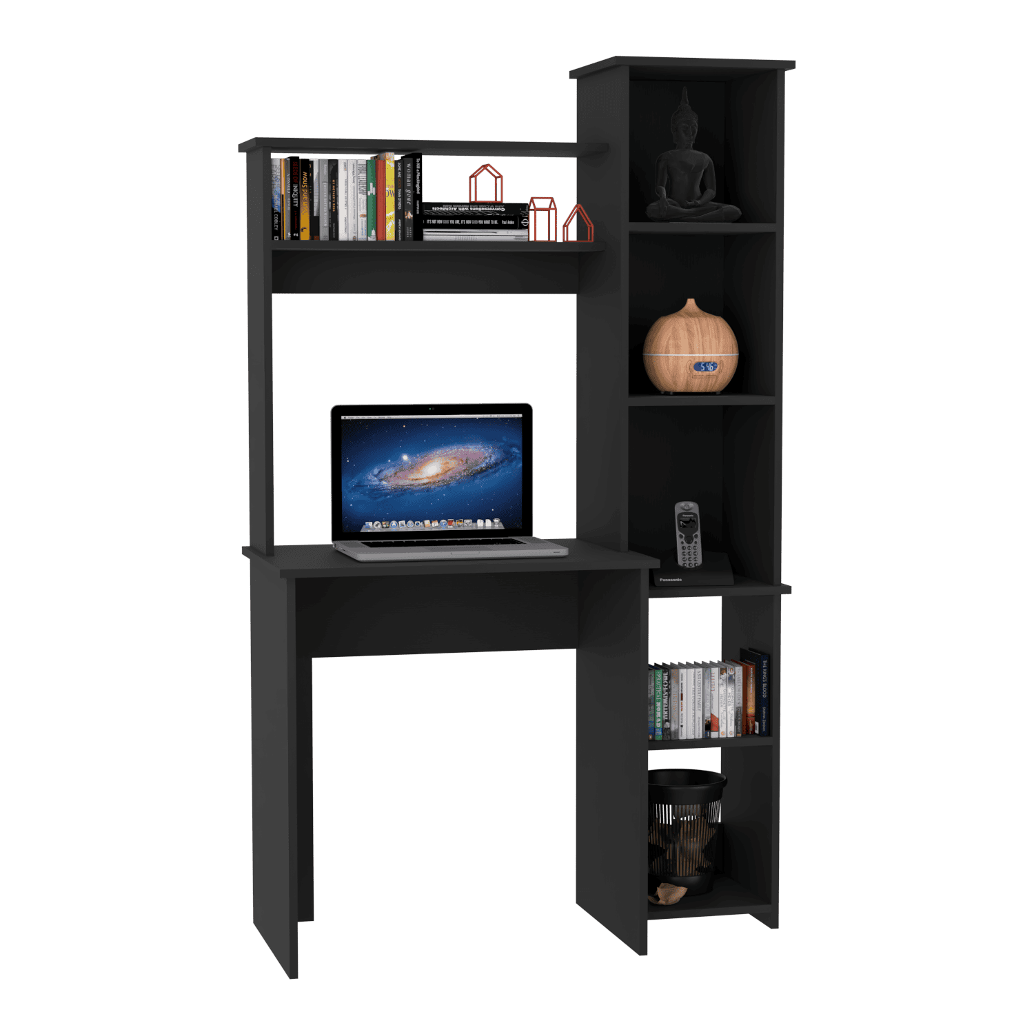 Desk Logan, Five Cubbies, Black Wengue Finish