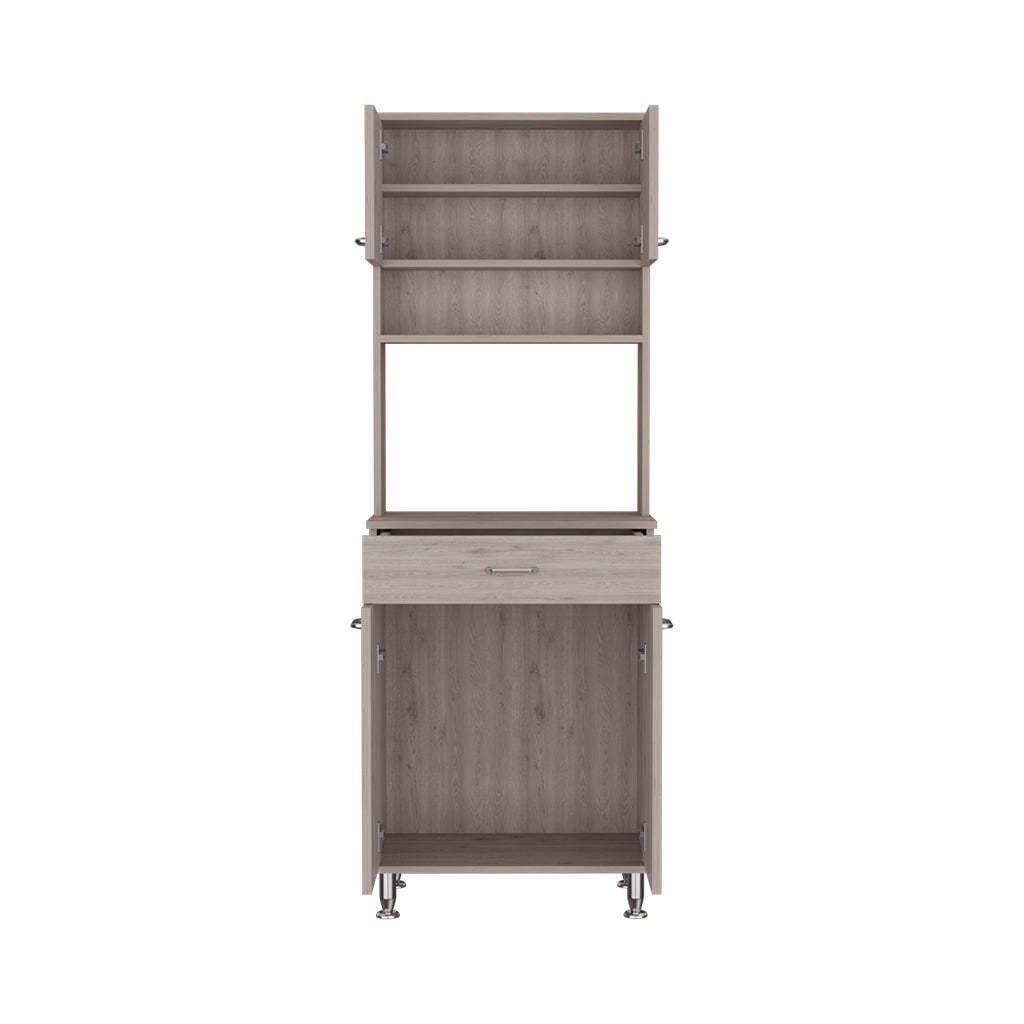 DEPOT E-SHOP Helis 60 Pantry Double Door Cabinet, One Drawer, Four Legs, Three Shelves , Light Gray