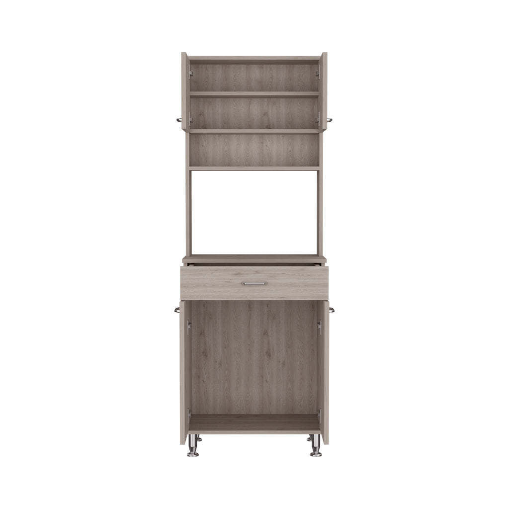 DEPOT E-SHOP Helis 60 Pantry Double Door Cabinet, One Drawer, Four Legs, Three Shelves , Light Gray