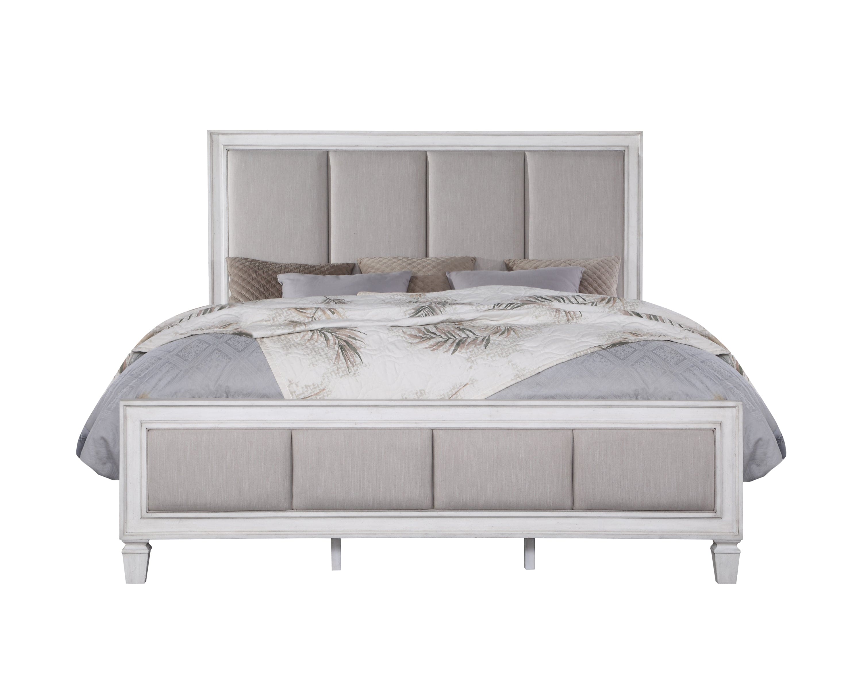 ACME Katia Eastern King Bed in Gray Linen & White Finish BD00659EK