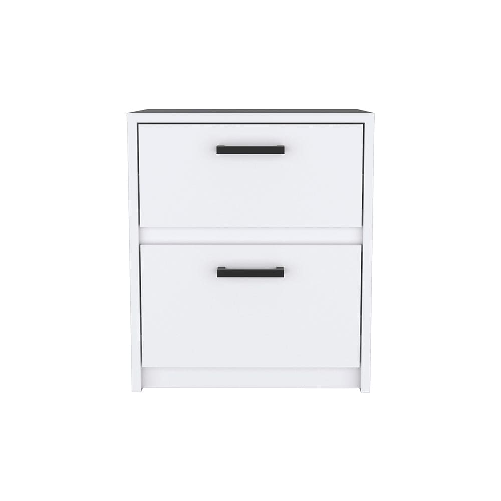 Nightstand Chequered, Two Drawes, White Finish