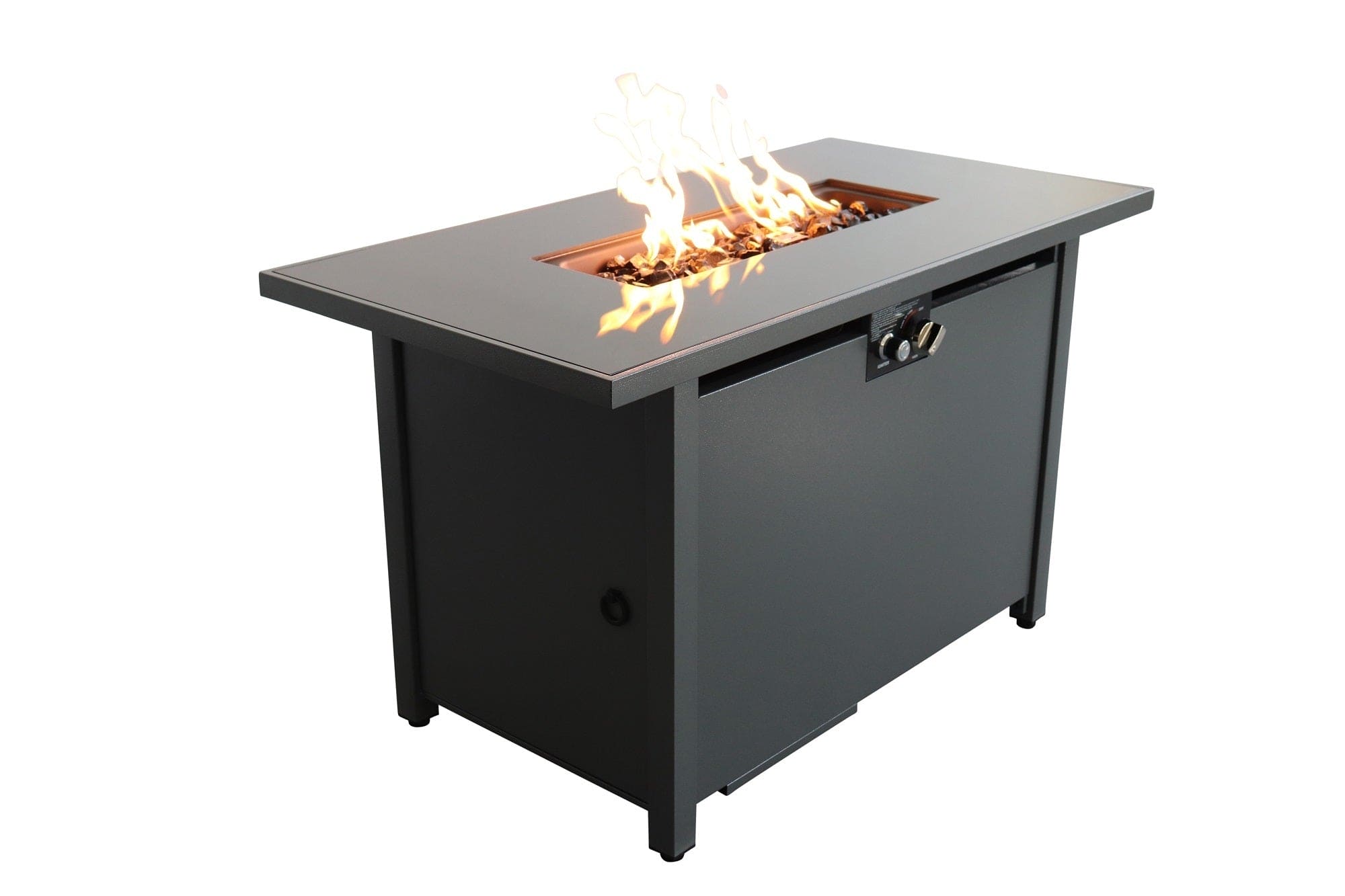 Living Source International 25'' H x 42'' W Steel Outdoor Fire Pit Table with Lid (Gray)