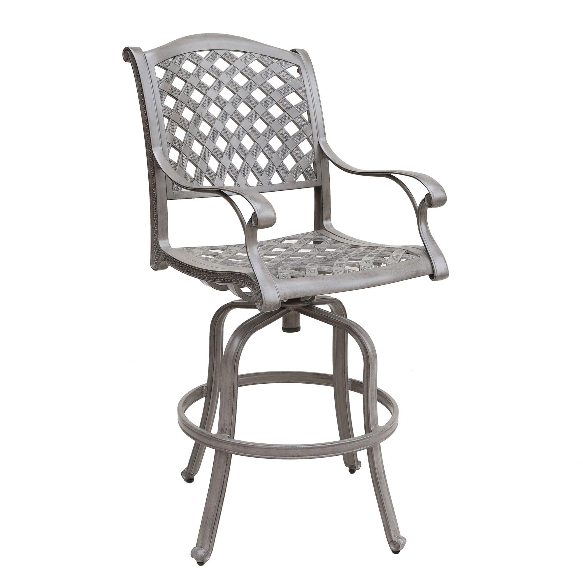 Cast Aluminum Bar Stool With Cushion, Set of 2