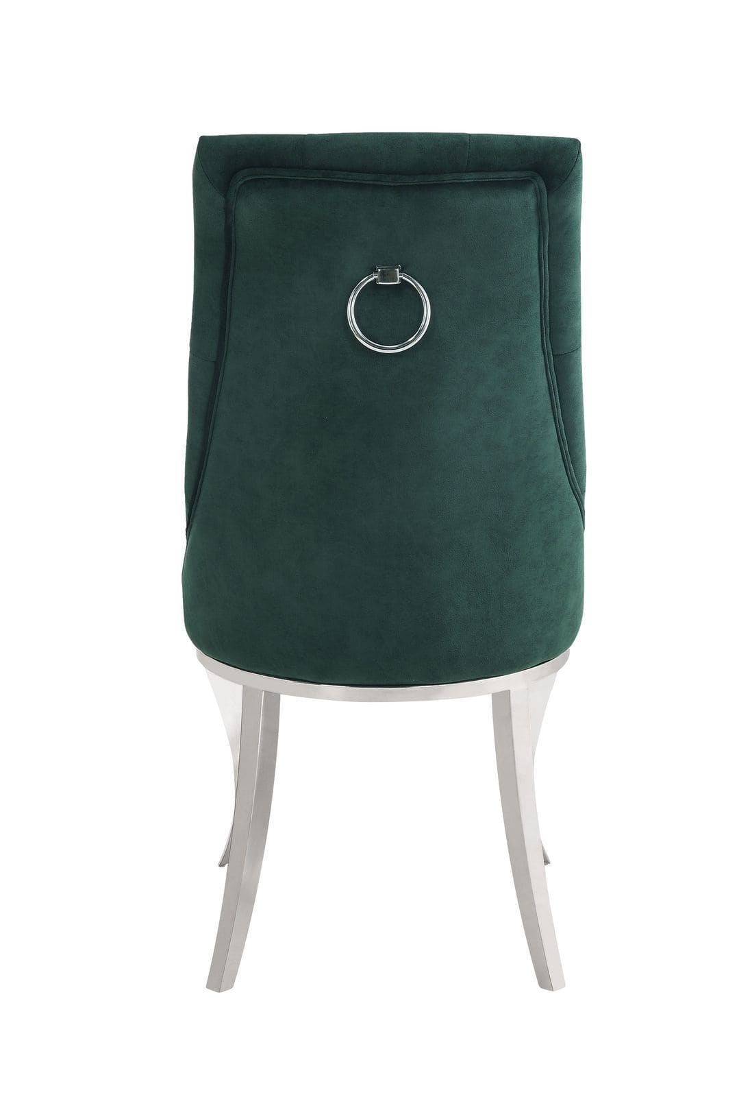 ACME Dekel Side Chair (Set-2), Green Fabric & Stainless Steel 70142