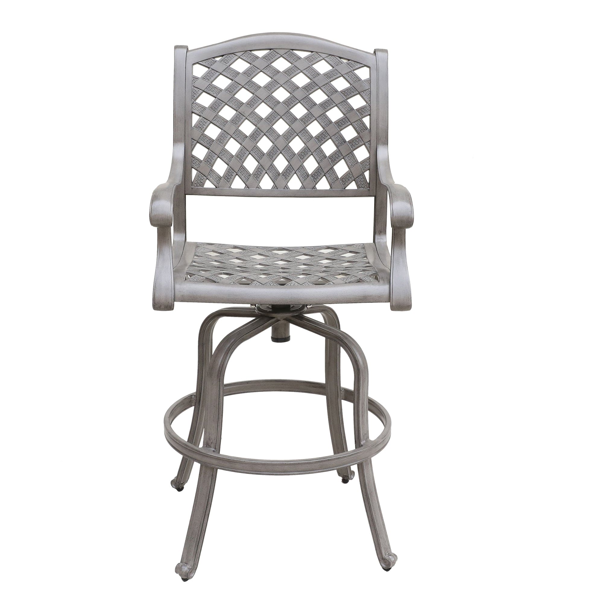 Cast Aluminum Bar Stool With Cushion, Set of 2