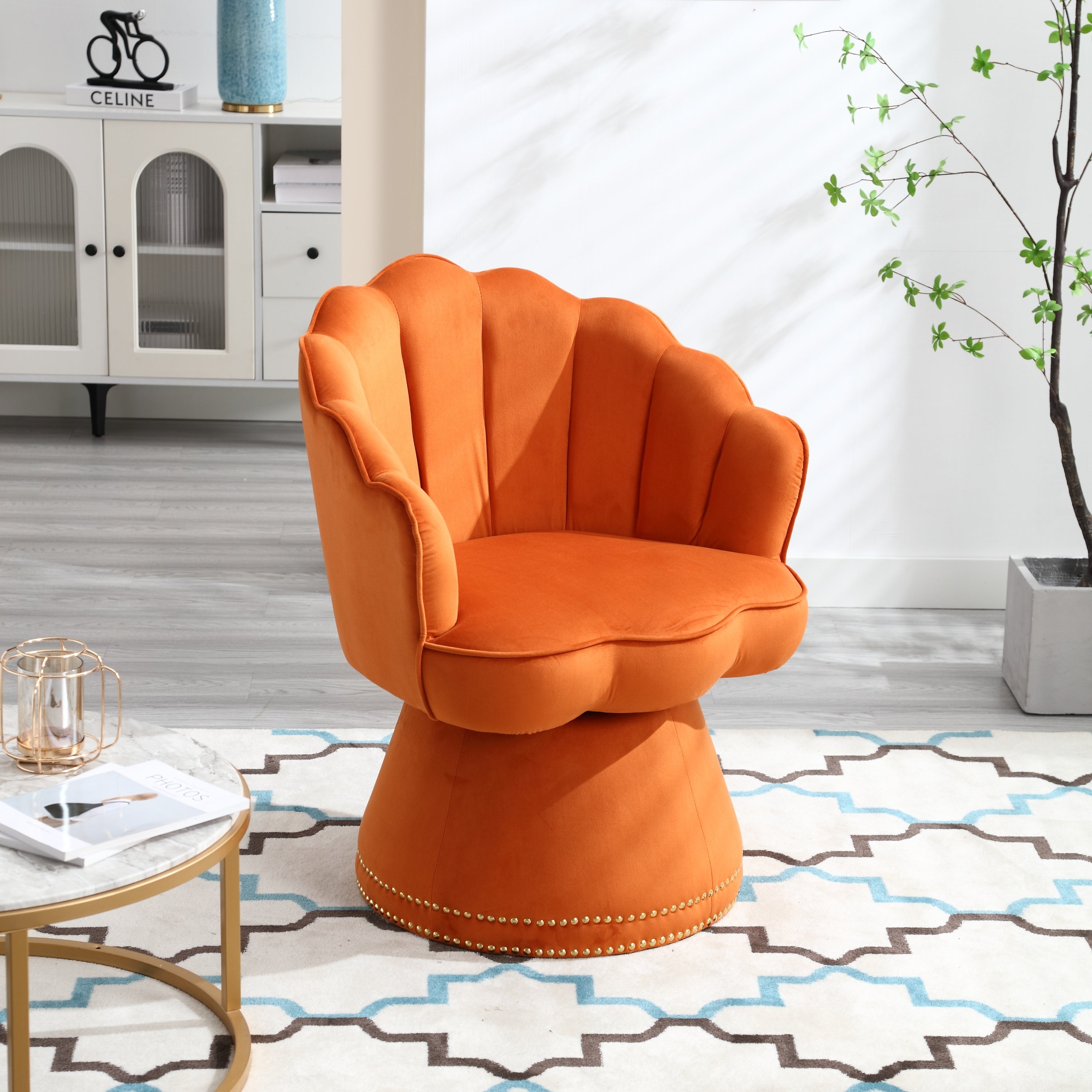 COOLMORE Swivel Barrel Chair, Comfy Round Accent Sofa Chair for Living Room, 360 Degree Swivel Barrel Club Chair, Leisure Arm Chair for Nursery, Hotel, Bedroom, Office, Lounge