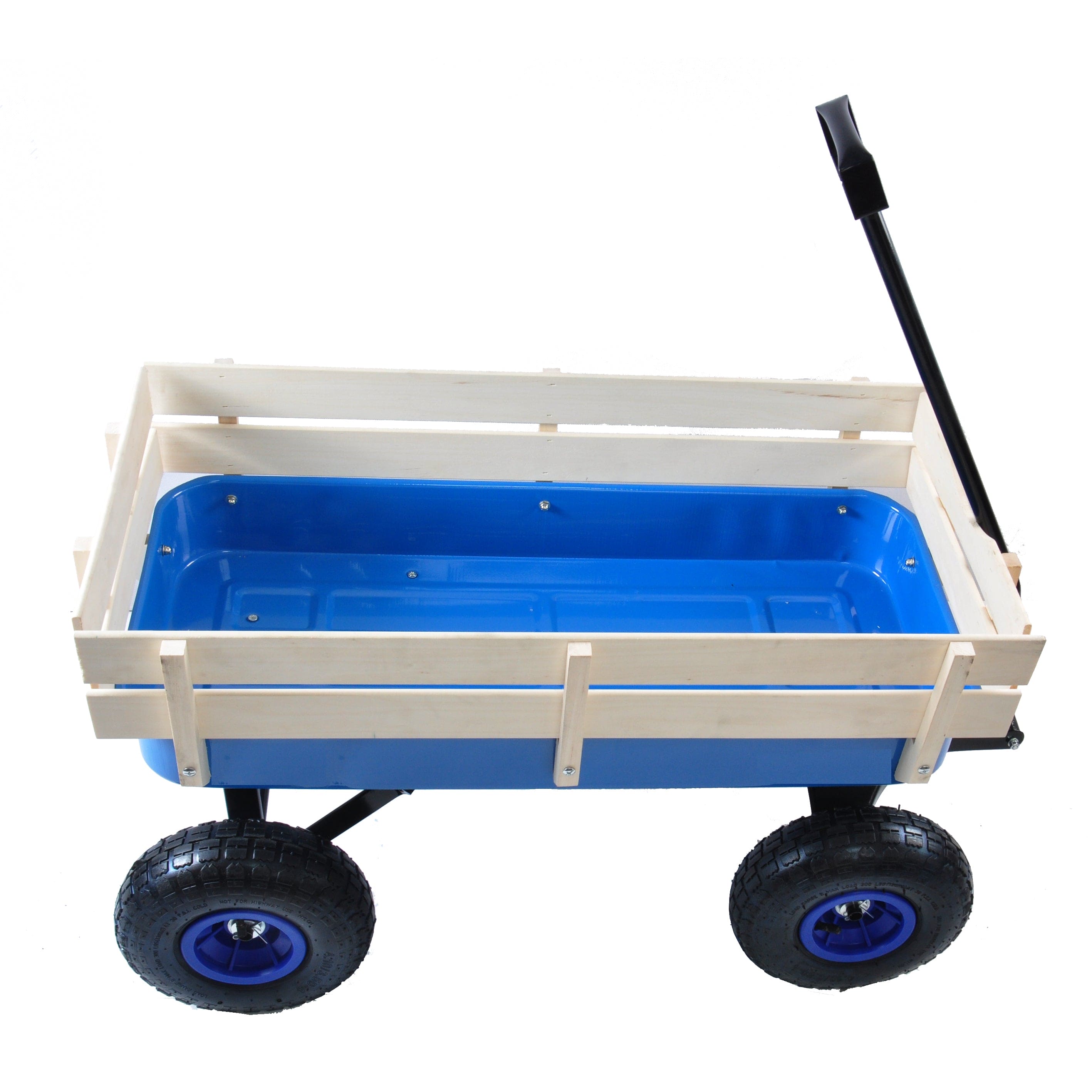 Outdoor Wagon All Terrain Pulling w/Wood Railing Air Tires Children Kid Garden