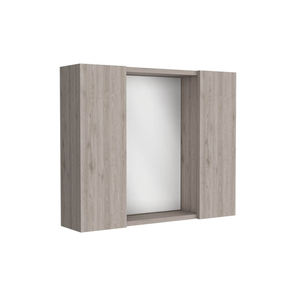 Medicine Cabinet Hops, Double Door, Mirror, One External Shelf, Light Gray Finish