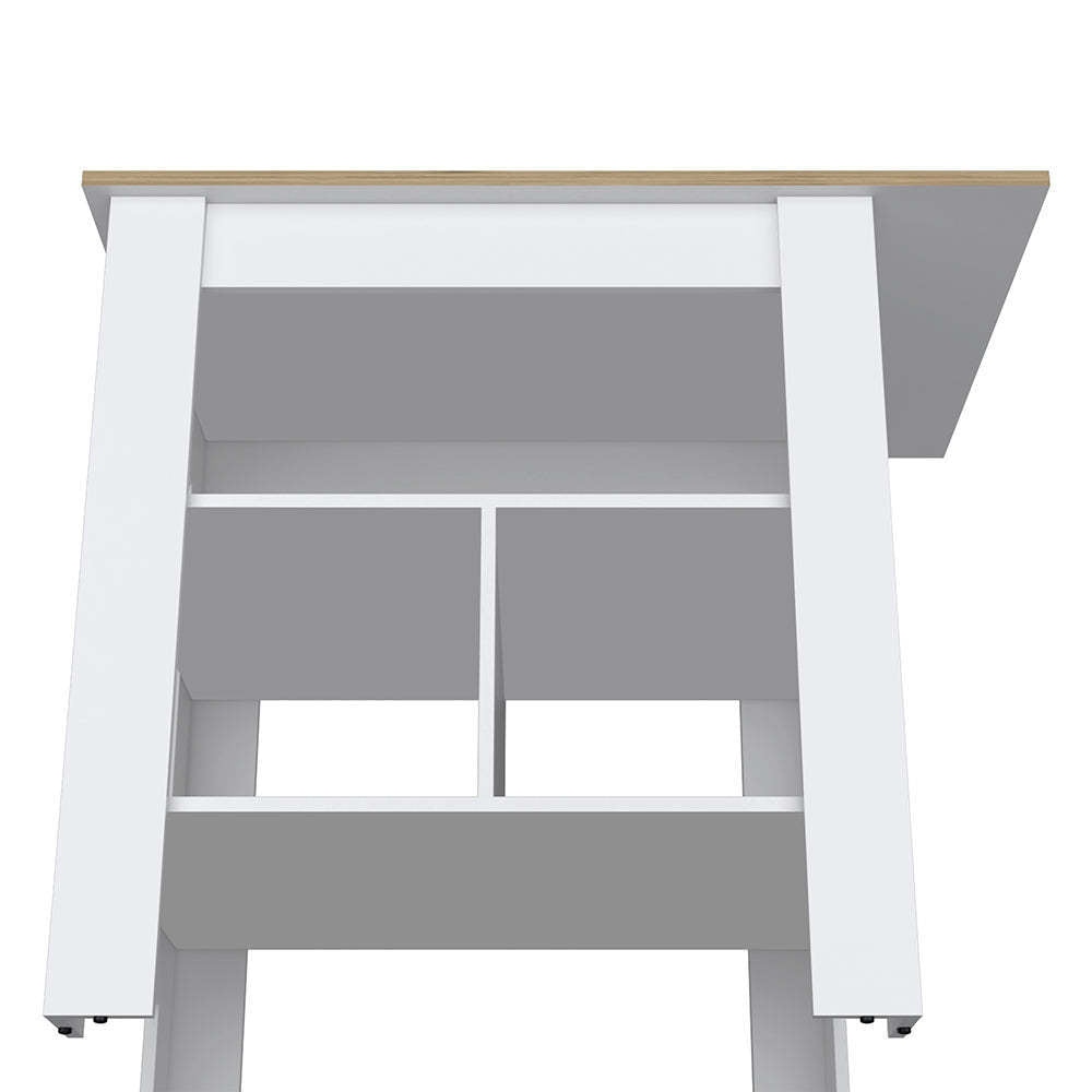 Adeline 3-Shelf Kitchen Island White and Macadamia