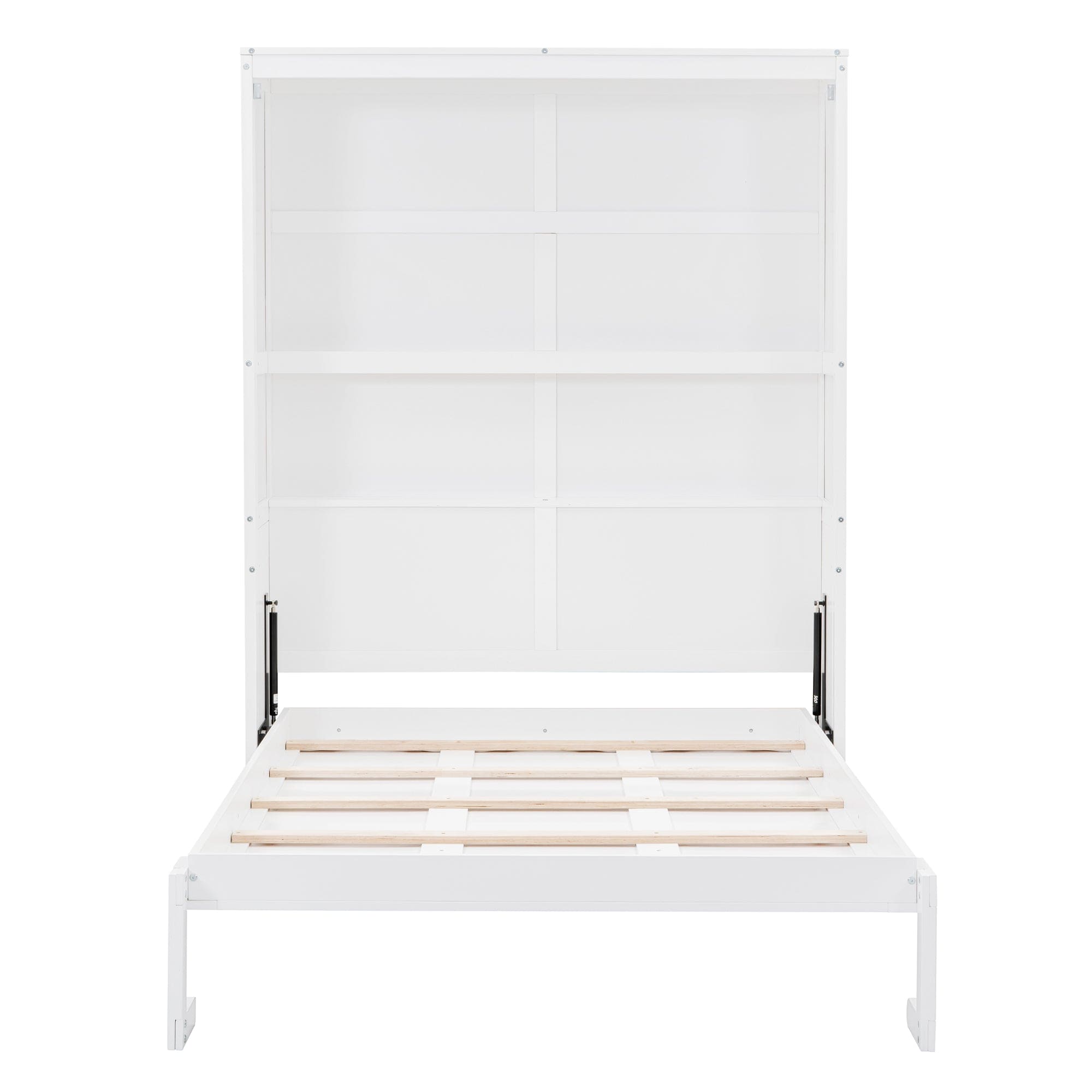 Full Size Murphy Bed Wall Bed with Shelves,White