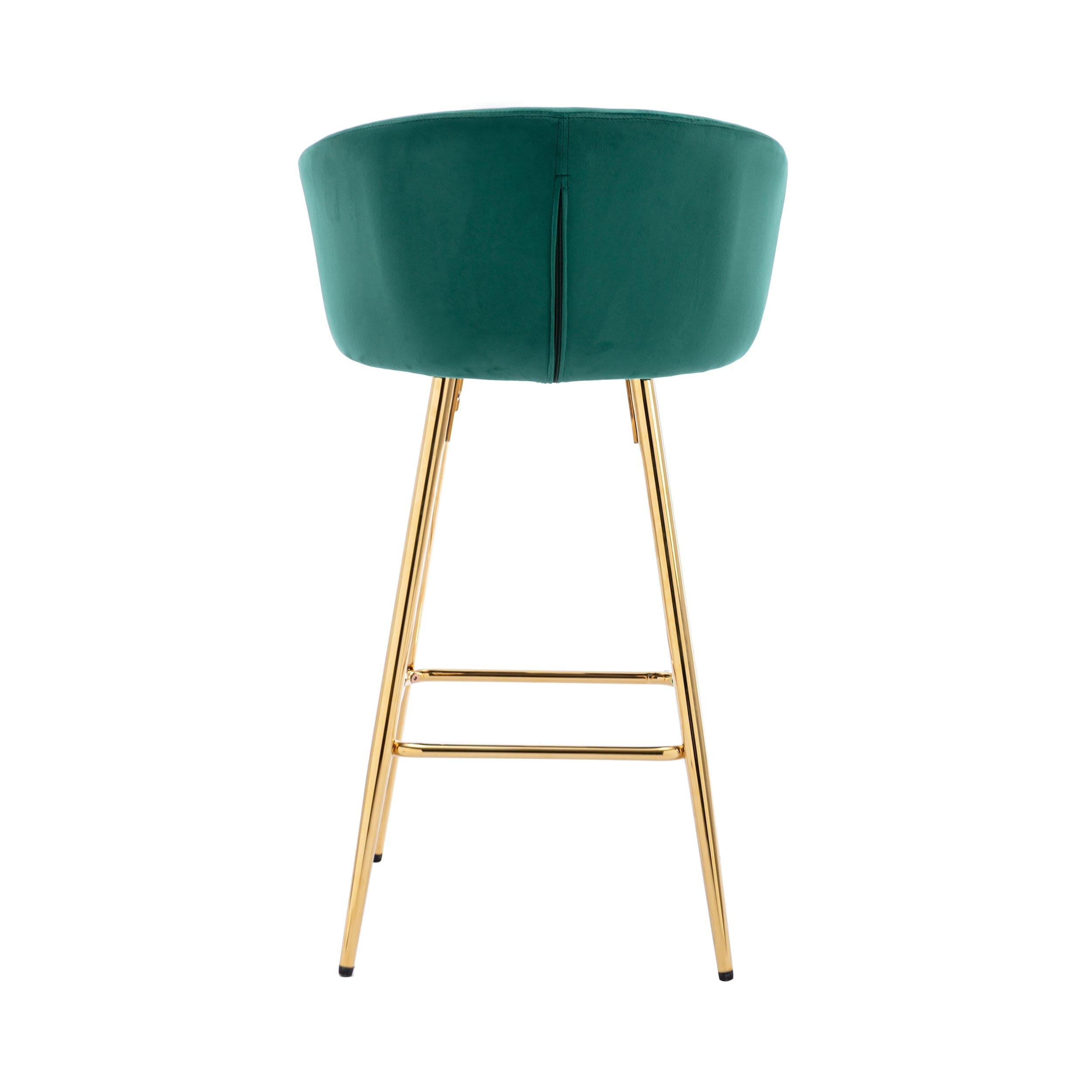 26 Inch Set of 2 Bar Stools,with Chrome Footrest and Base Velvet + Golden Leg Simple Bar Stool,GREEN