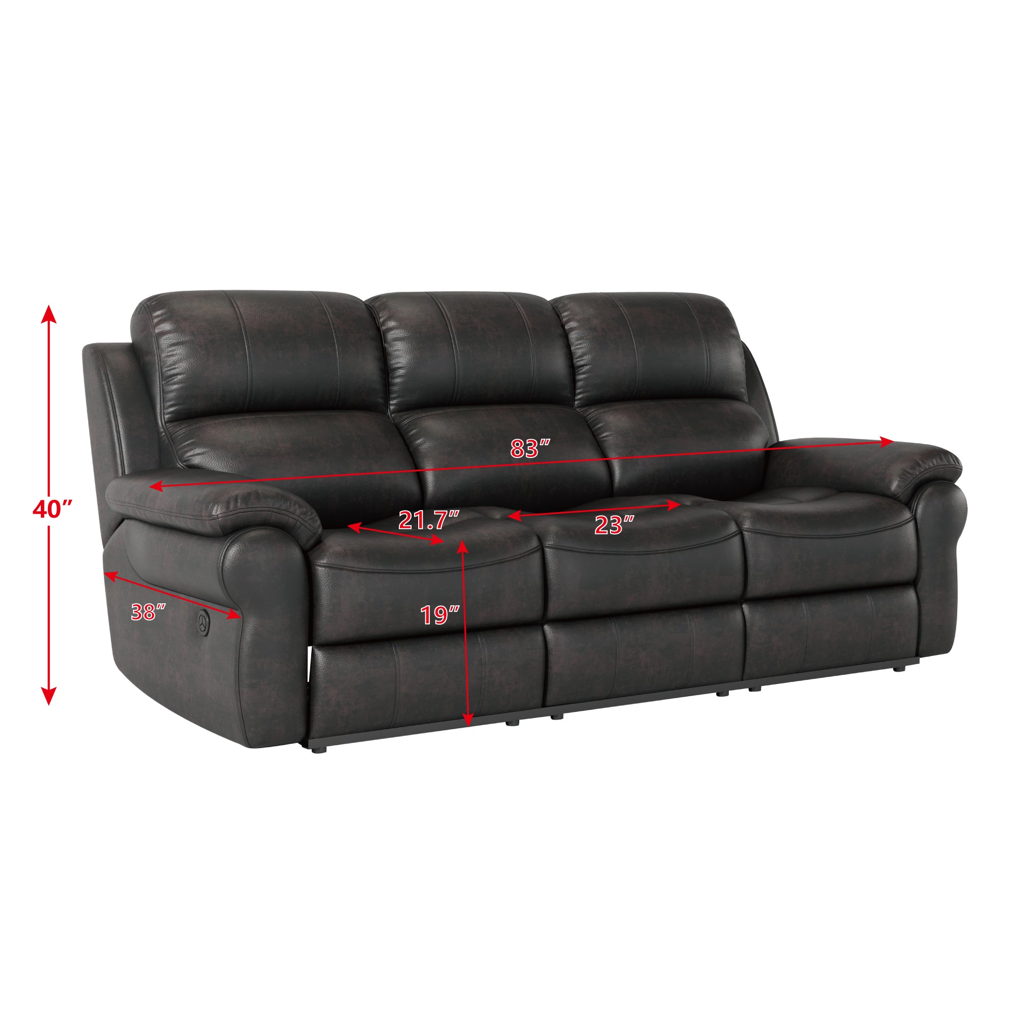 Breathable Fabric Power Reclining Sofa with Drop Down Table,USB Button and Wireless Charger - Espresso