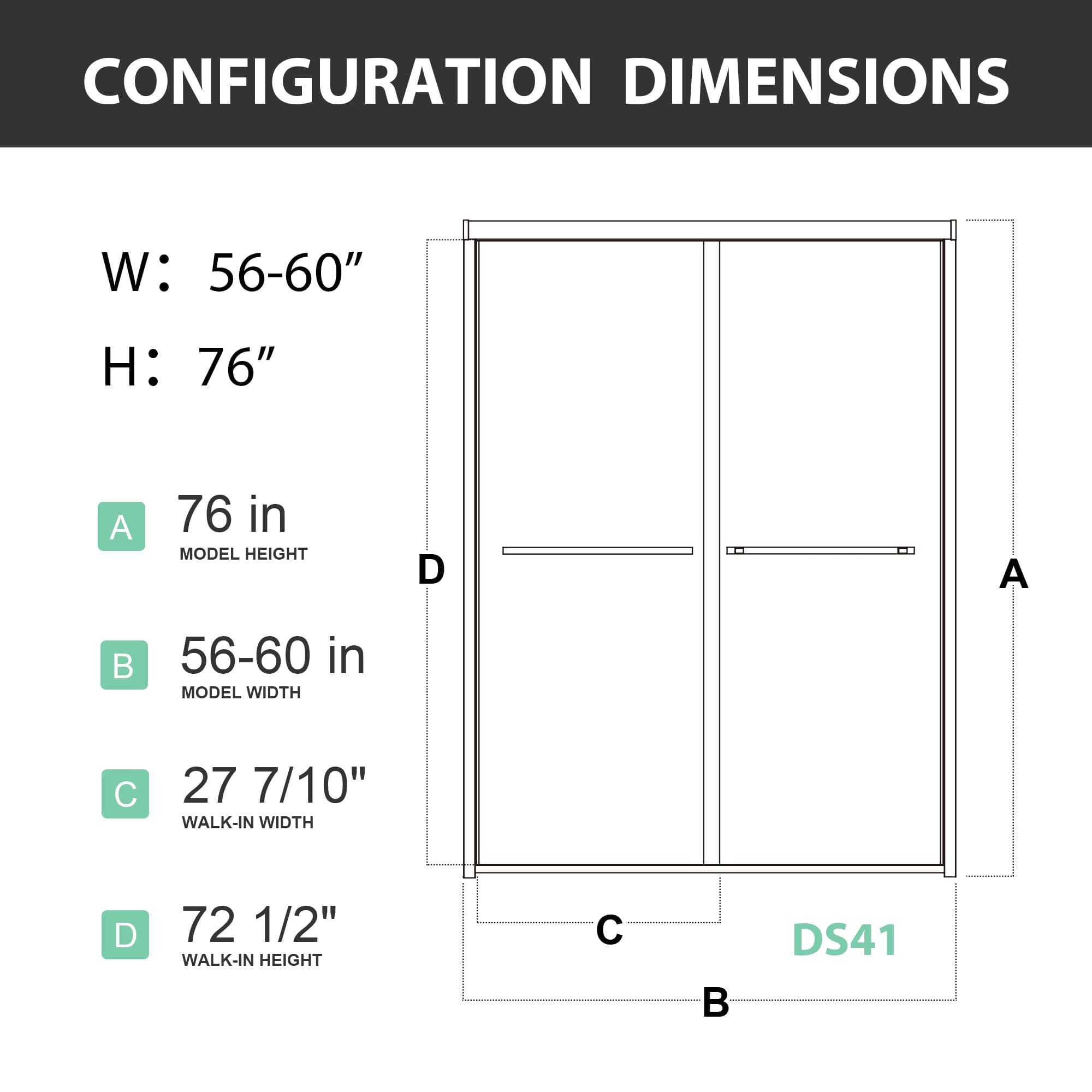 60 in. W x 76 in. HSliding Framed Shower Door in Black Finish with Clear Glass