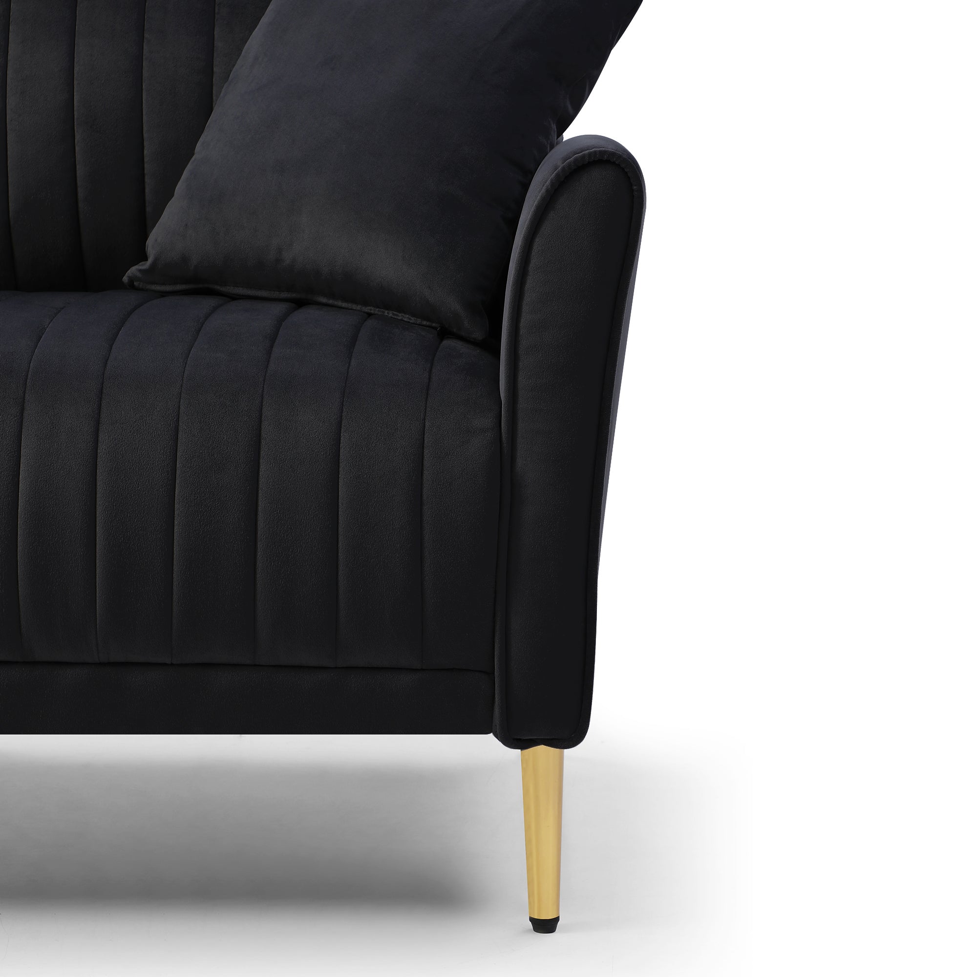 Modern Black Velvet Accent Chair Upholstered Living Room Arm Chairs Comfy Single Sofa Chair