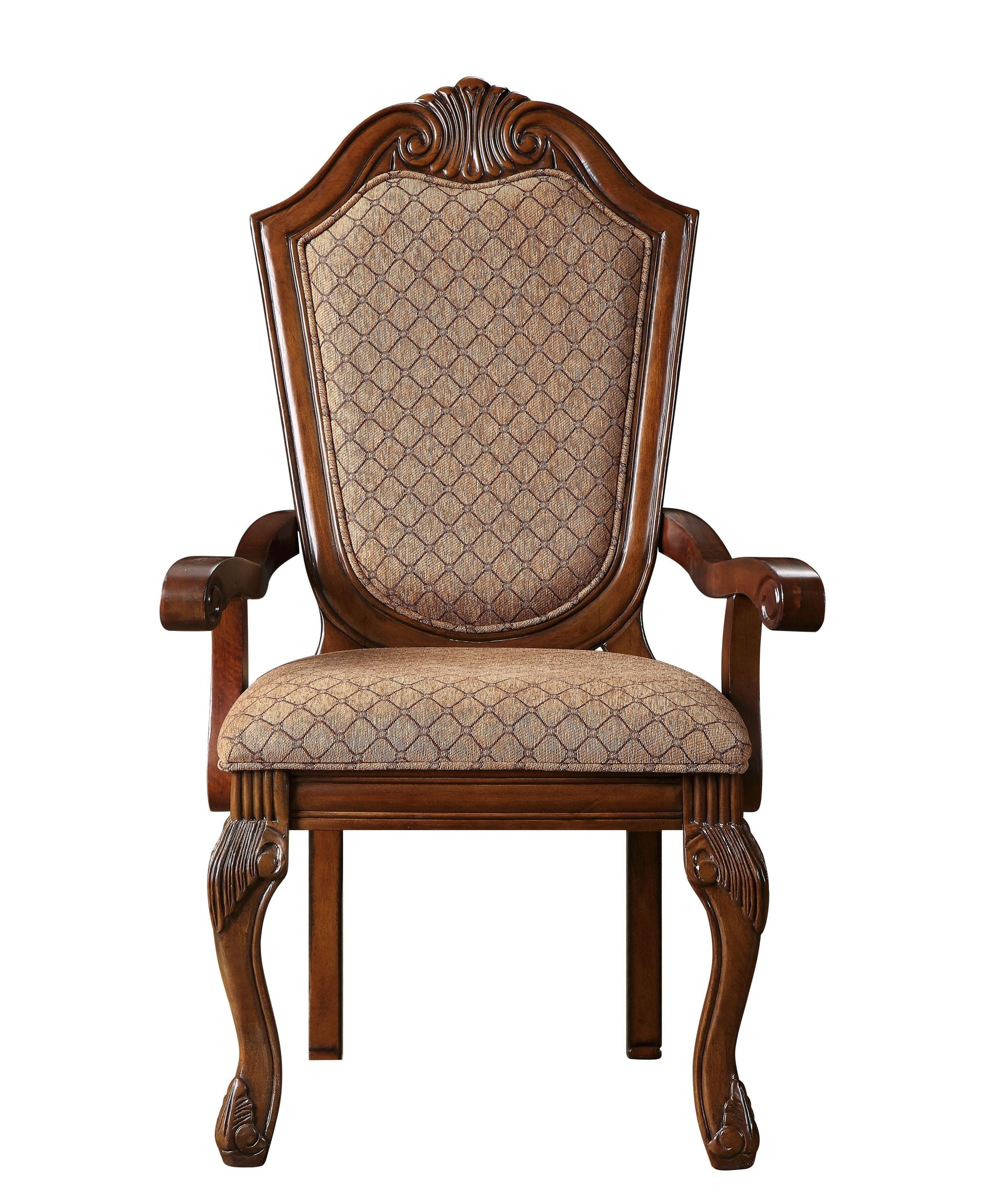 ACME Chateau De Ville Arm Chair (Set-2) in Fabric & Cherry 04078A