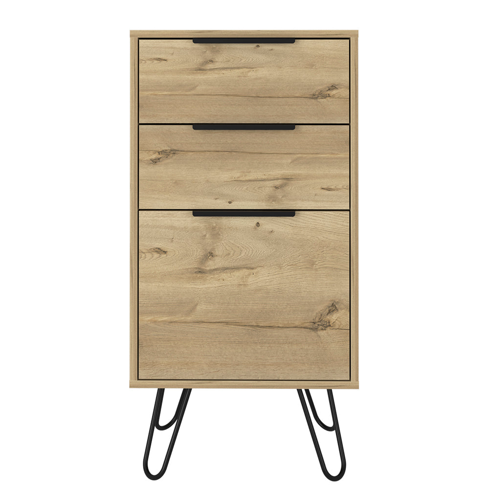 Light Dresser Skyoner, Hairpin Legs, Superior Top,Three Drawers, Light Oak Finish