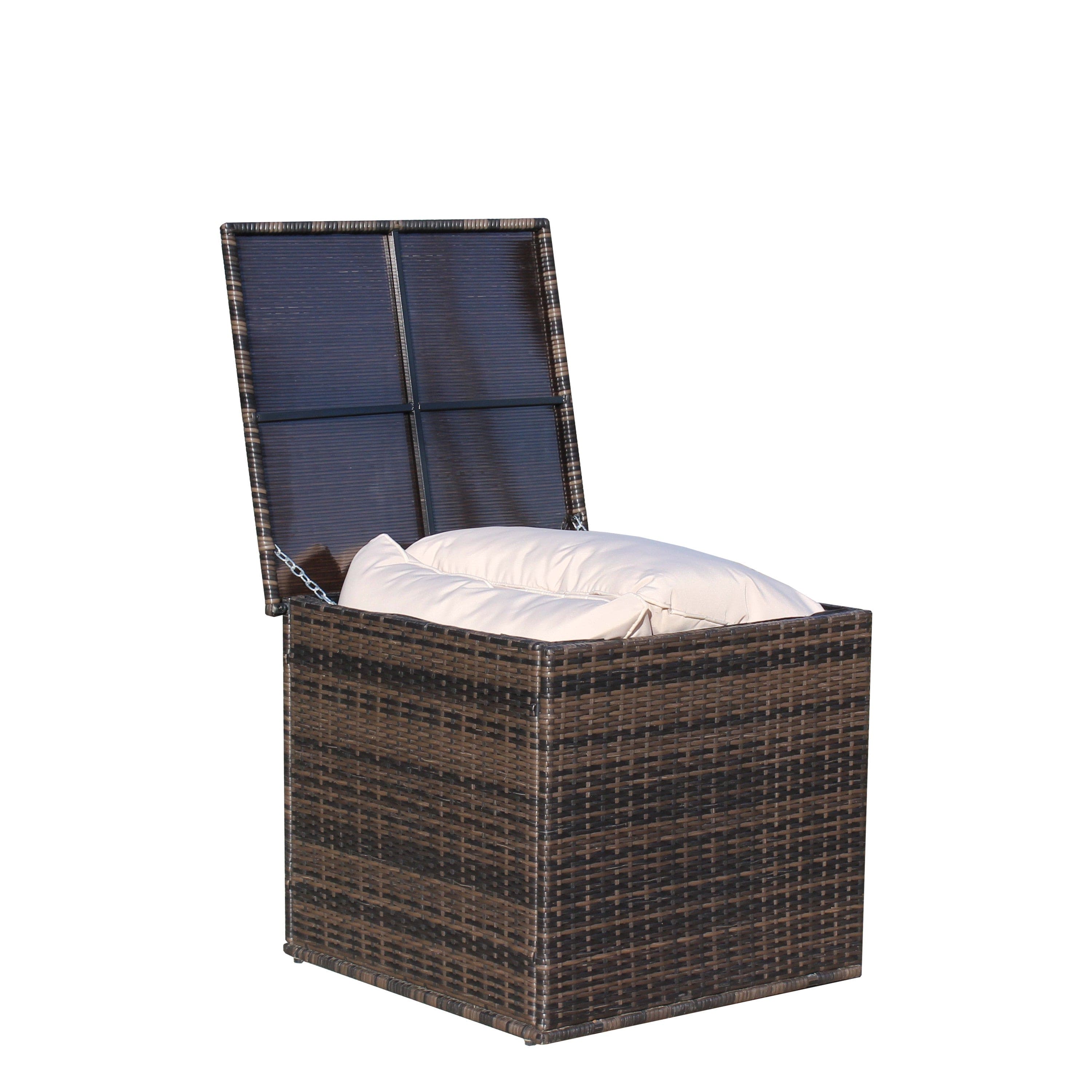 Wicker Patio Furniture Storage Box (Brown )