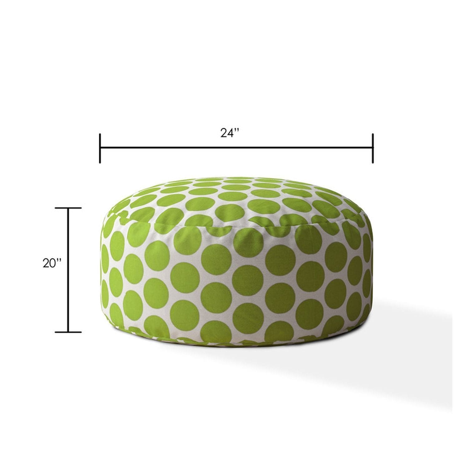 Indoor BIG DOT Kiwi Round Zipper Pouf - Stuffed - Extra Beads Included! - 24in dia x 20in tall