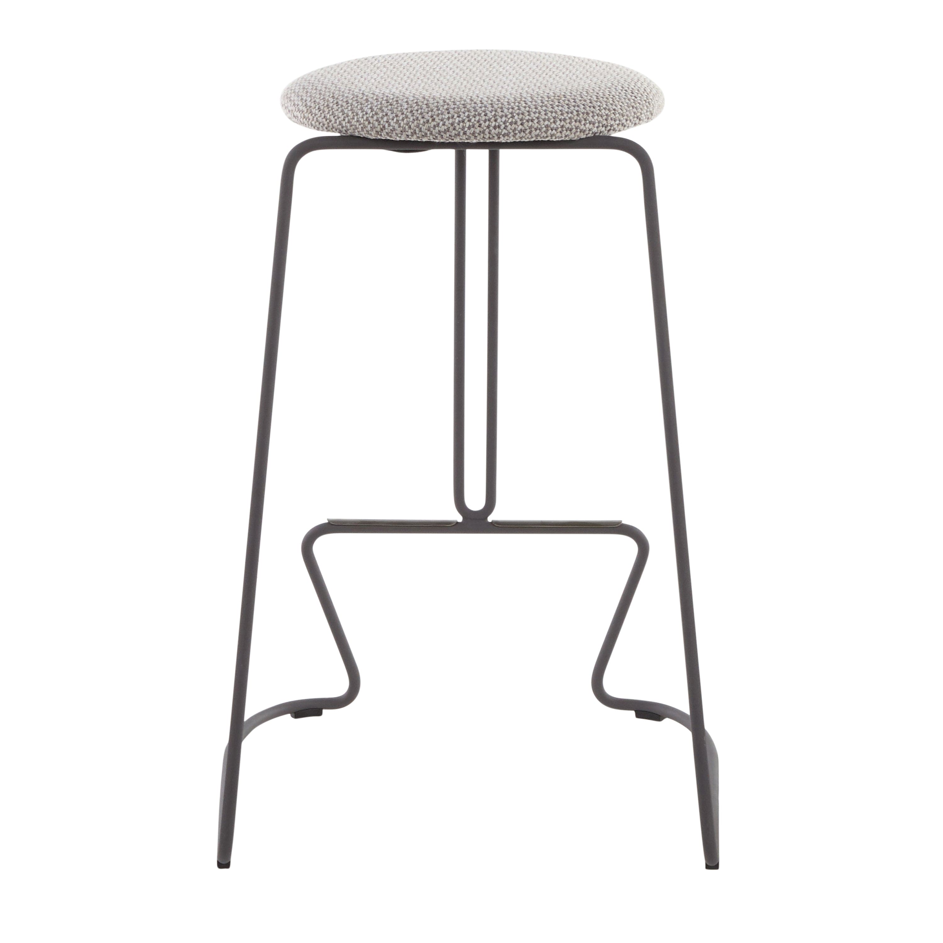 Finn Contemporary Counter Stool in Black Steel and Light Grey Fabric by LumiSource - Set of 2