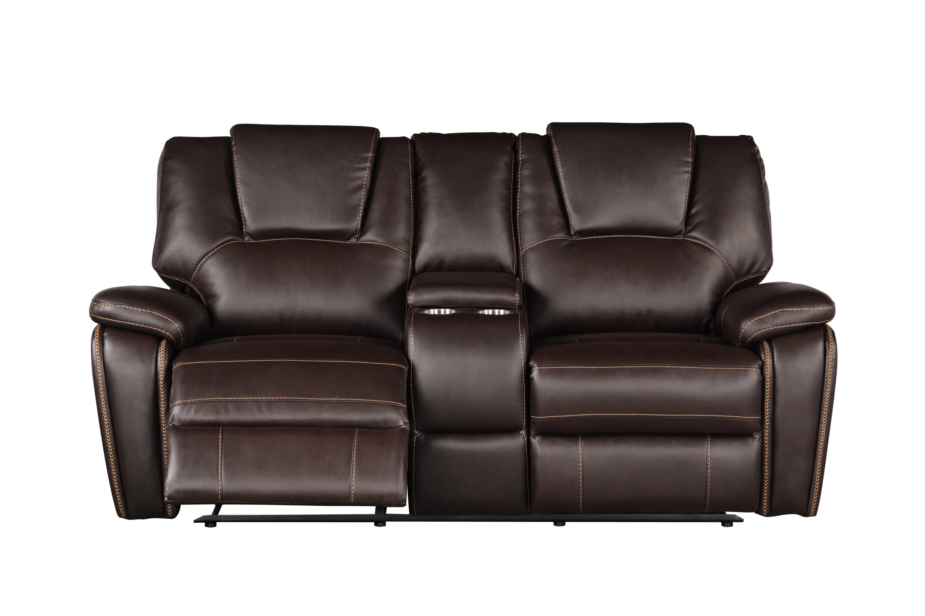 Hong Kong Power Reclining Loveseat made with Faux Leather in Brown