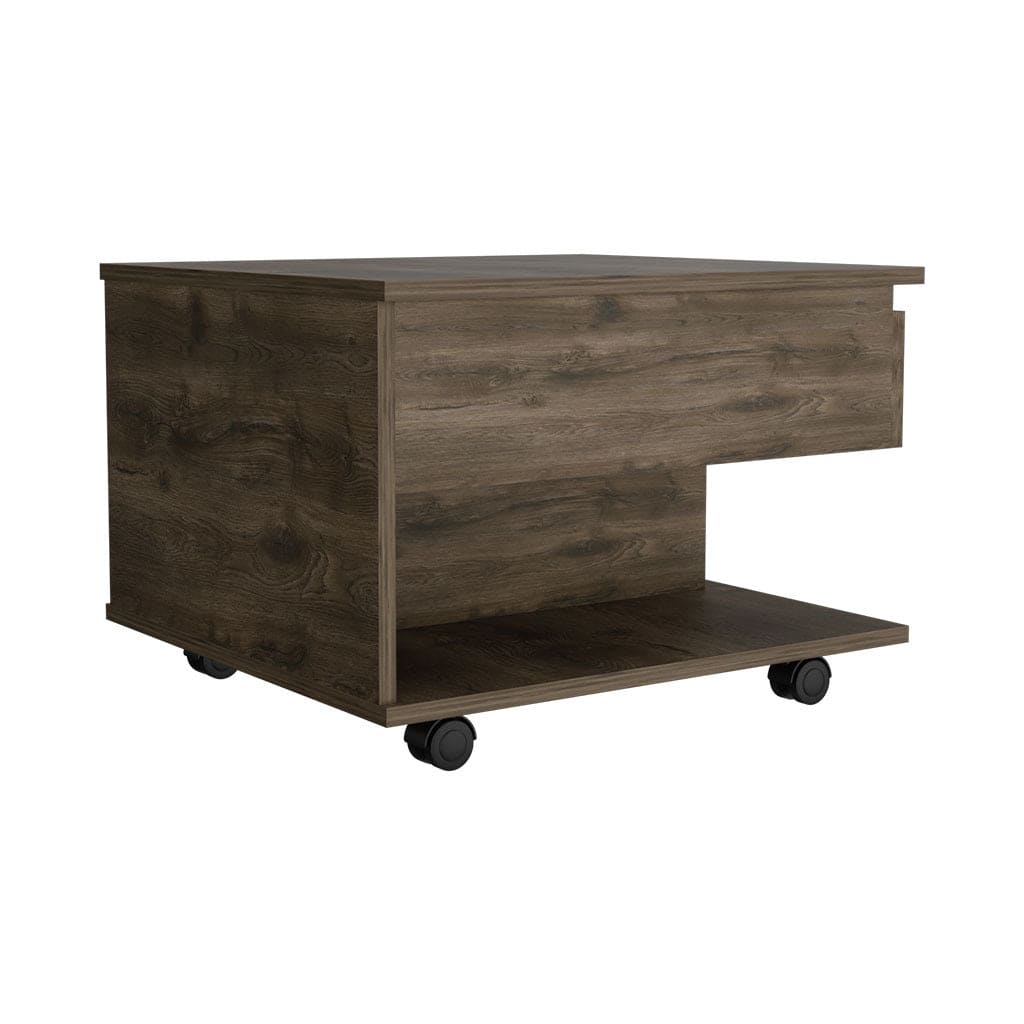 Lift Top Coffee Table Mercuri, Casters, Dark Brown Finish