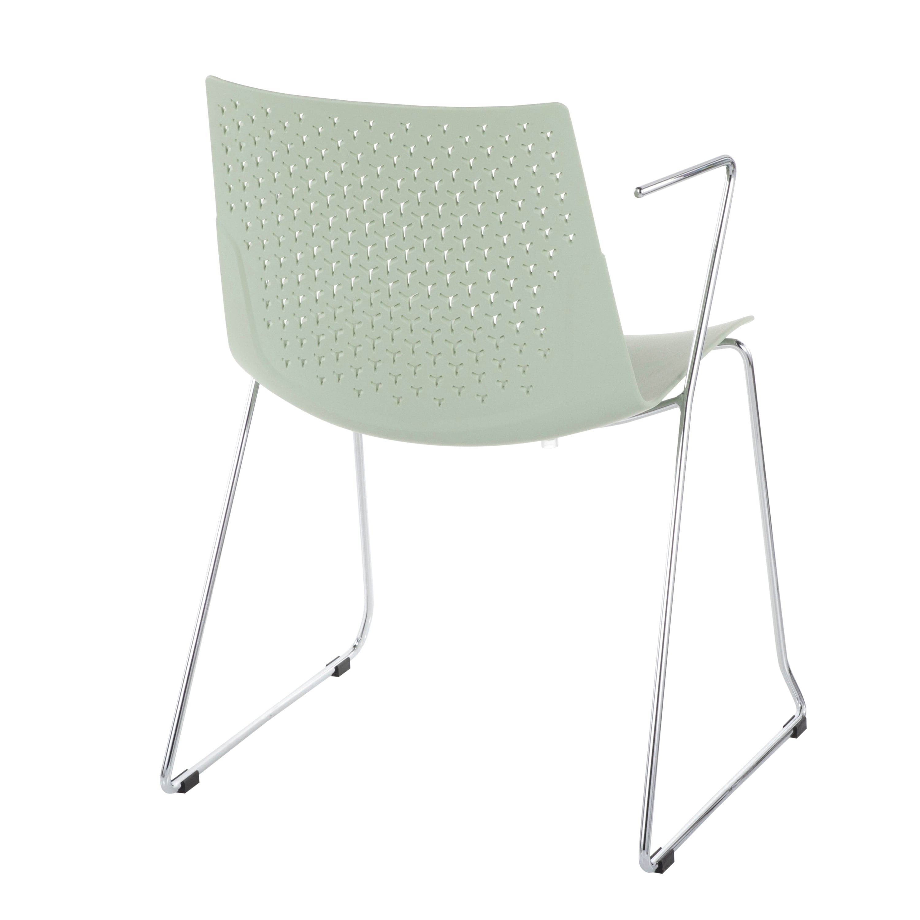 Matcha Contemporary Chair in Chrome and Green by LumiSource - Set of 2