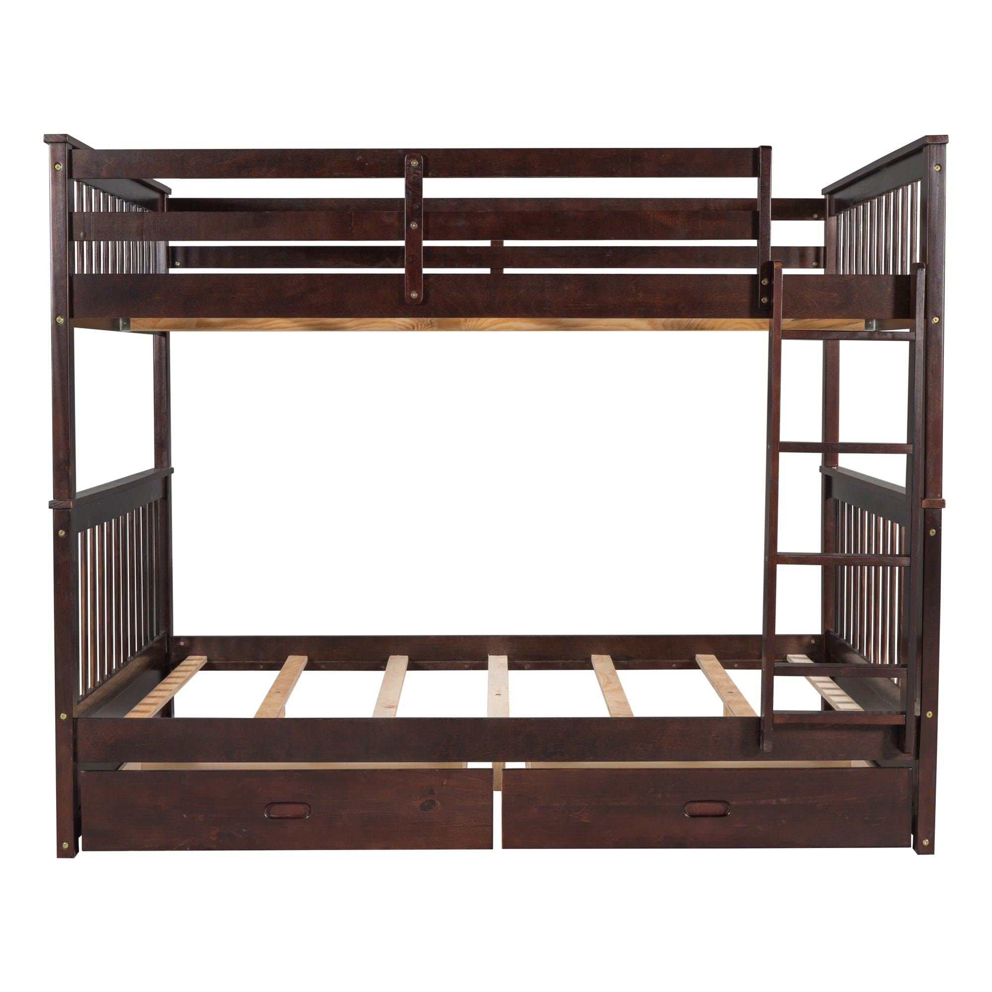 Full-Over-Full Bunk Bed with Ladders and Two Storage Drawers (Espresso)(OLD SKU:LT000365AAP)