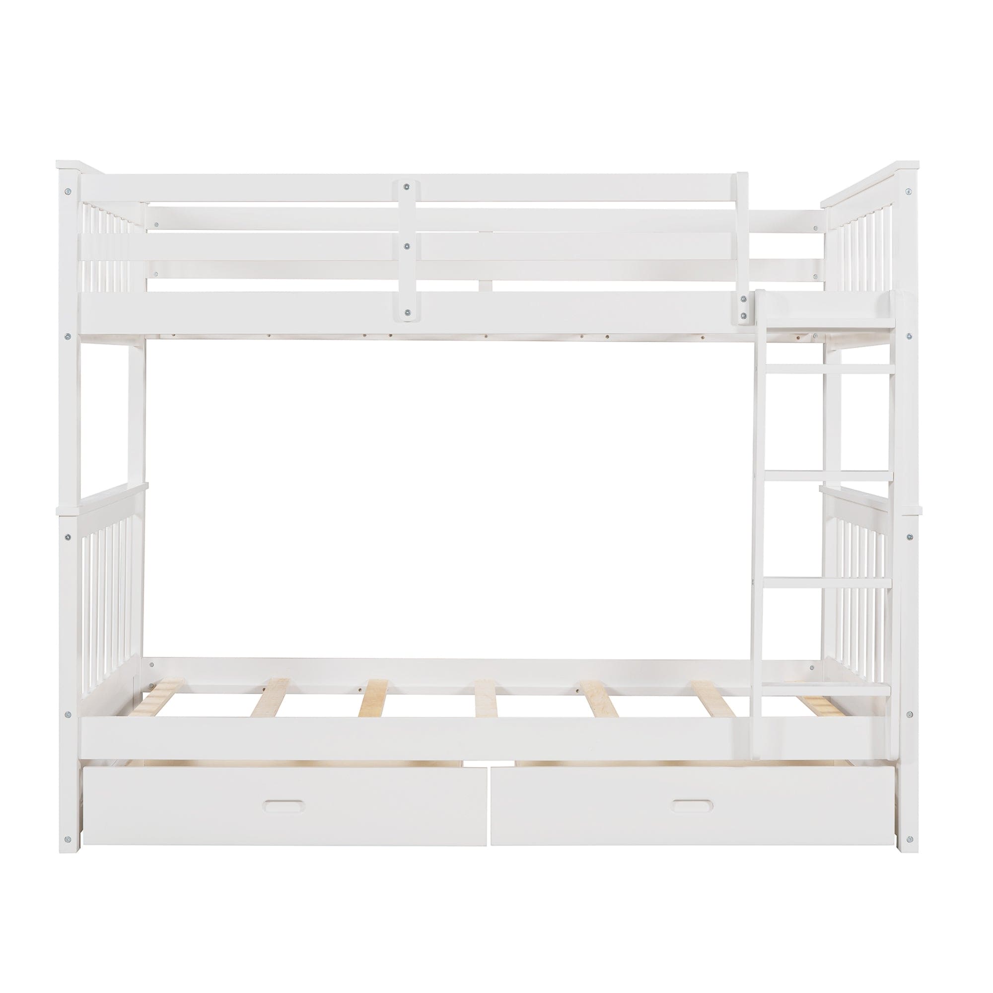 Twin-Over-Twin Bunk Bed with Ladders and Two Storage Drawers (White)(OLD SKU:LT000265AAK)